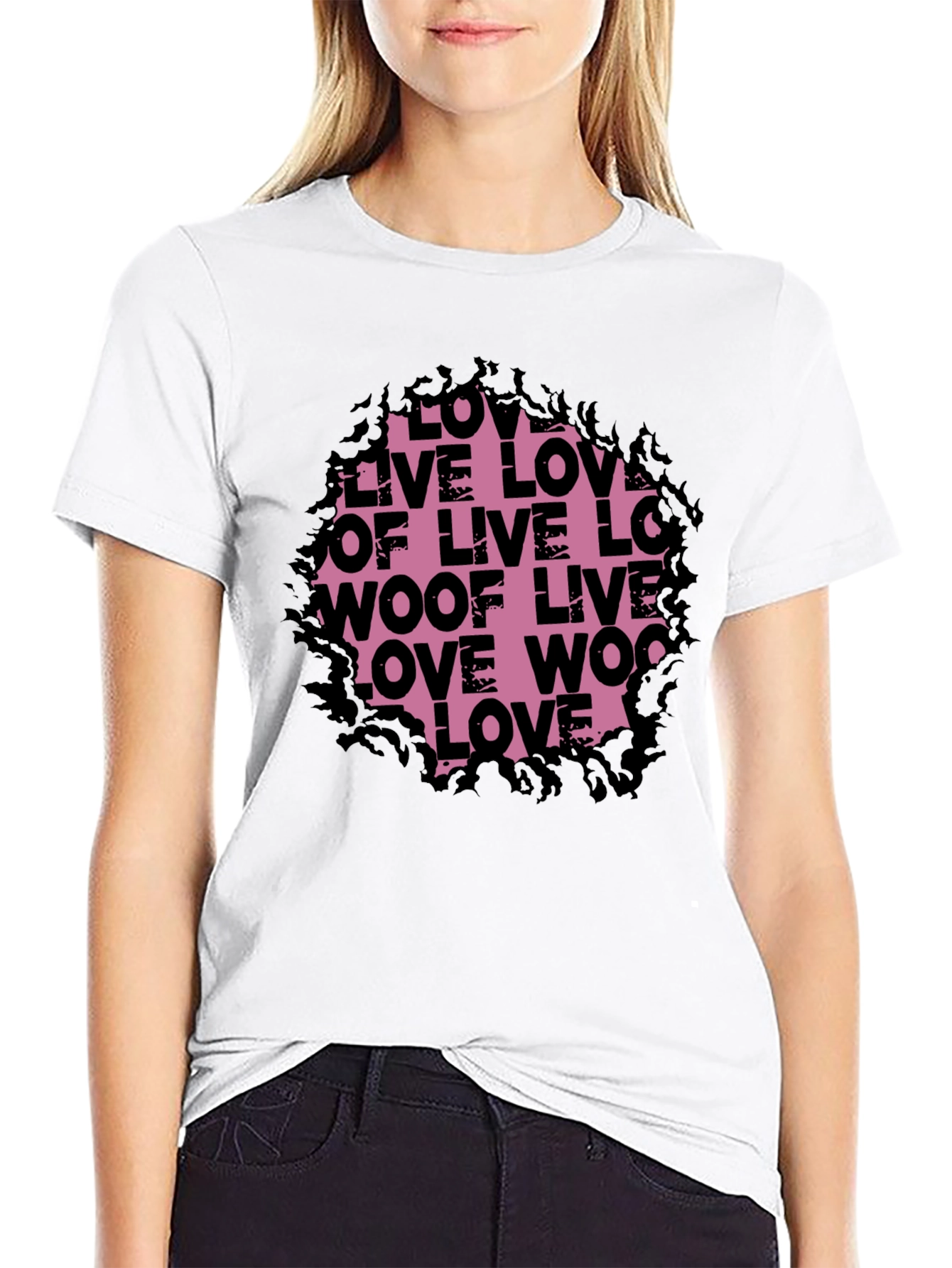 Love Live Woof Graphic Tee - Black