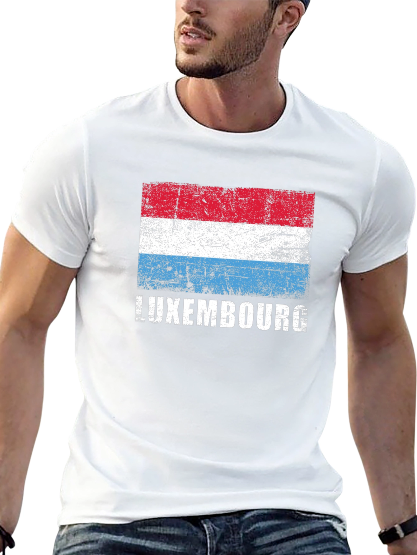 Luxembourg Flag T-Shirt - Distressed Design