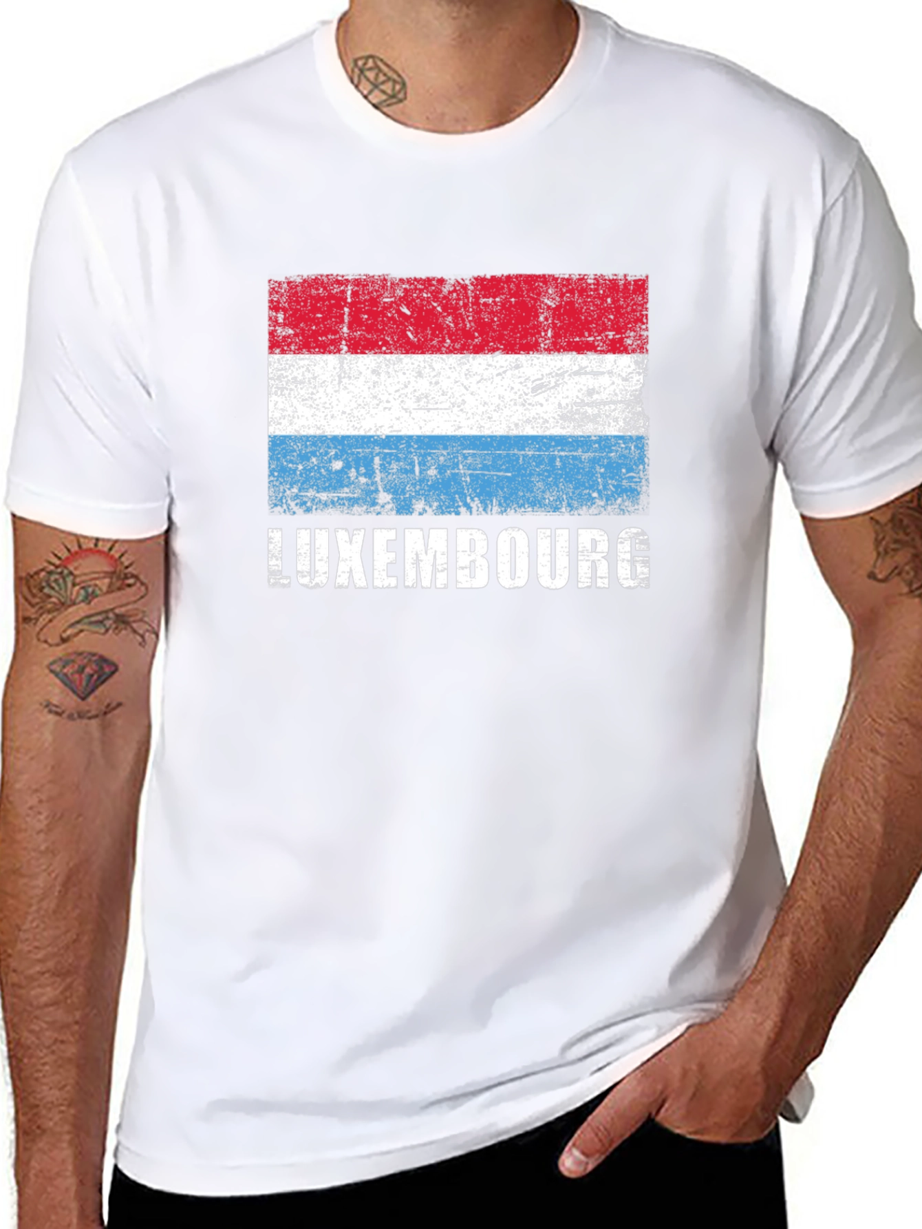 Luxembourg Flag T-Shirt - Distressed Design