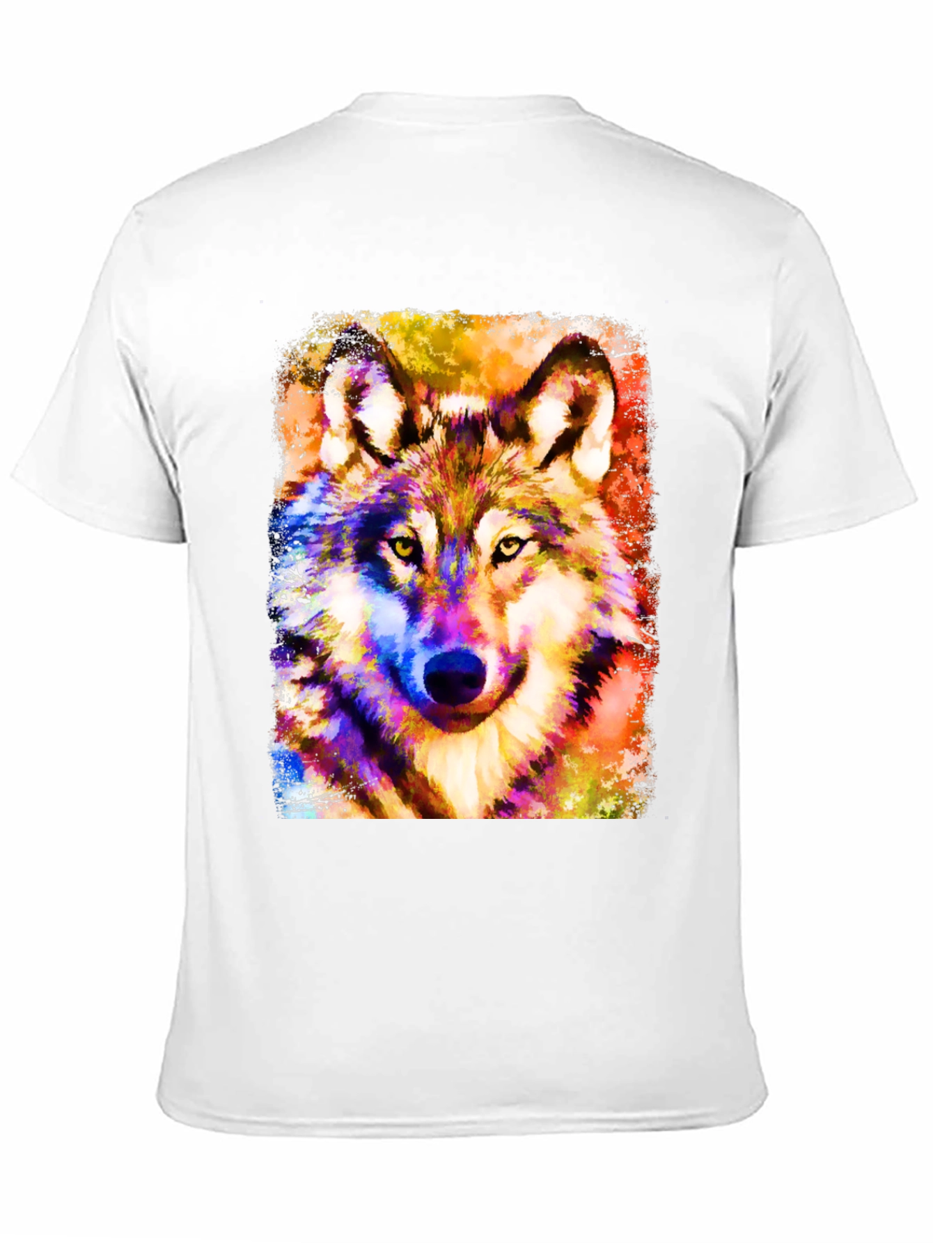 Vibrant Wolf Graphic Black T-Shirt