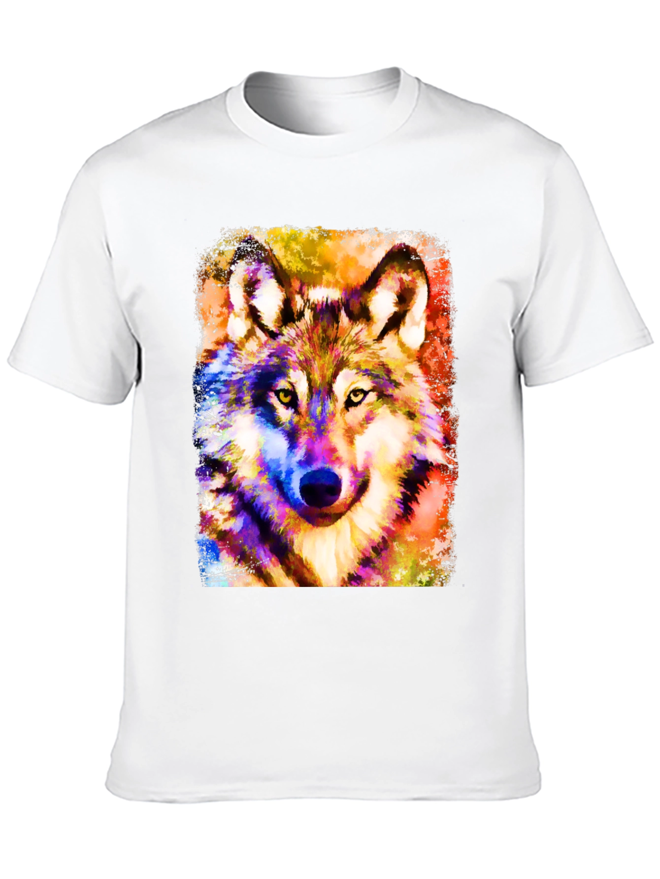 Vibrant Wolf Graphic Black T-Shirt