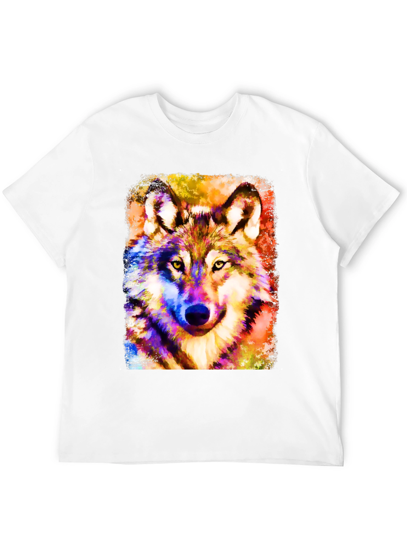 Vibrant Wolf Graphic Black T-Shirt