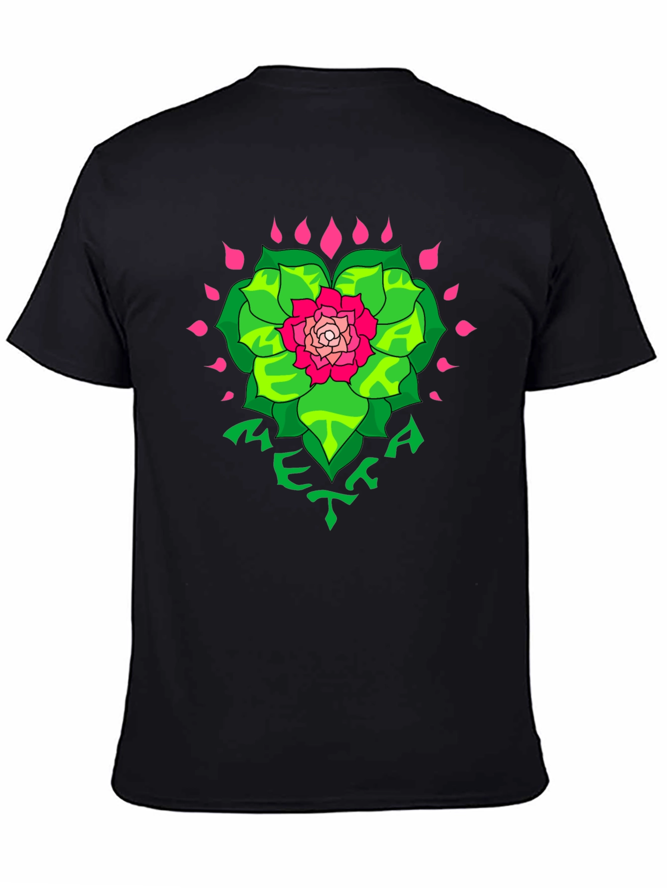 Floral META Graphic Black T-Shirt