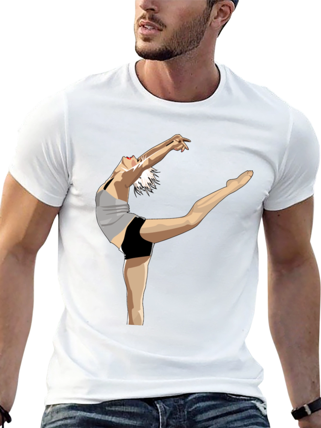 Black T-Shirt with Dancer Graphic Print