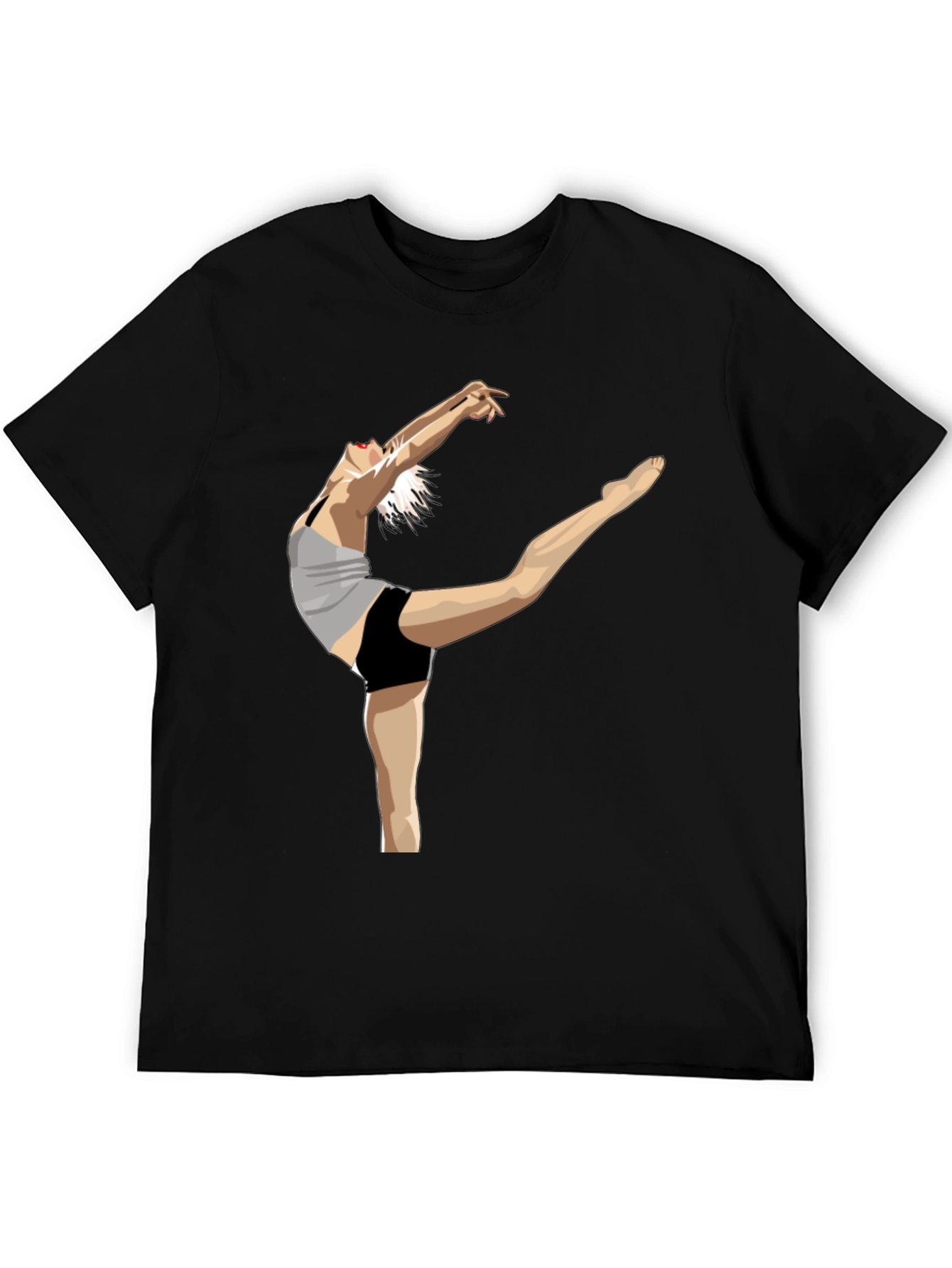 Black T-Shirt with Dancer Graphic Print