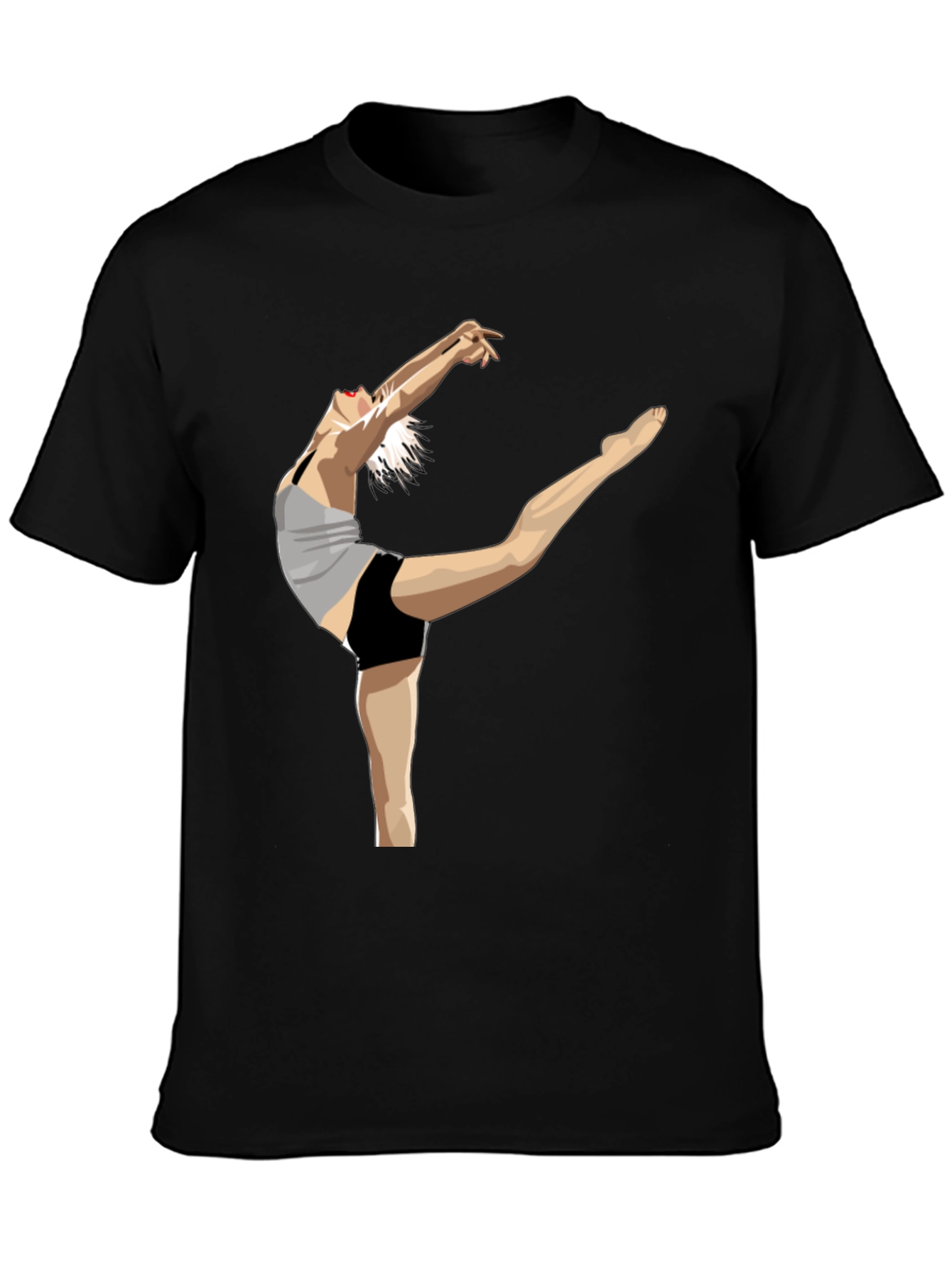 Black T-Shirt with Dancer Graphic Print