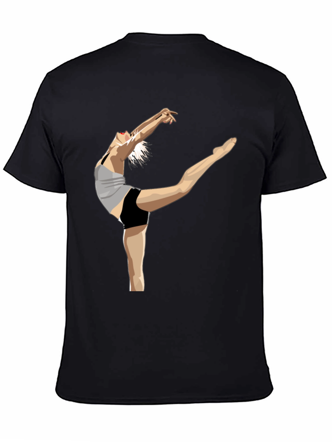 Black T-Shirt with Dancer Graphic Print