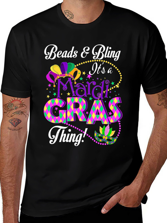 Mardi Gras Beads & Bling Graphic Tee