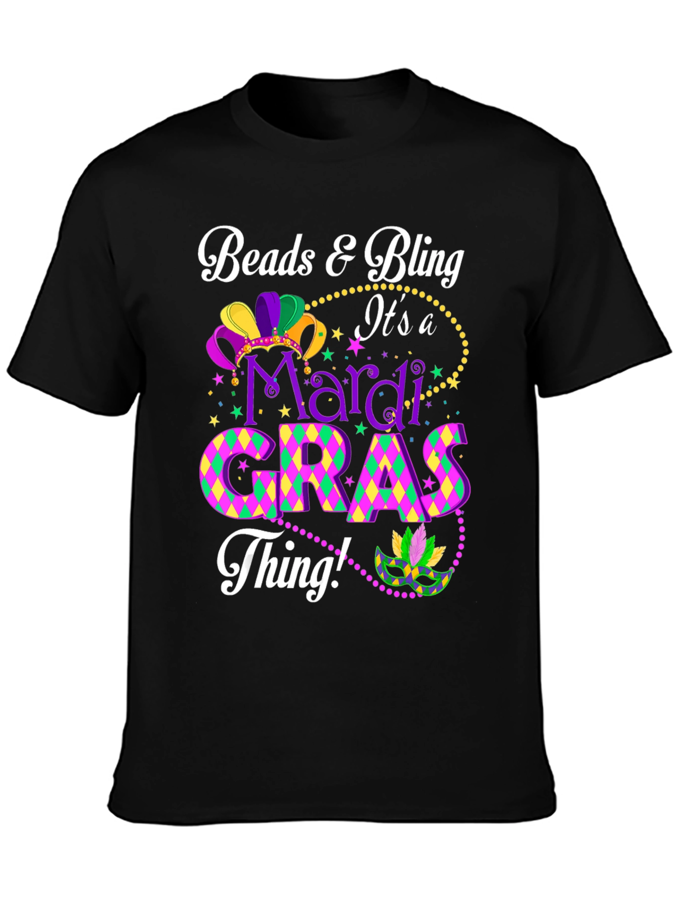 Mardi Gras Beads & Bling Graphic Tee