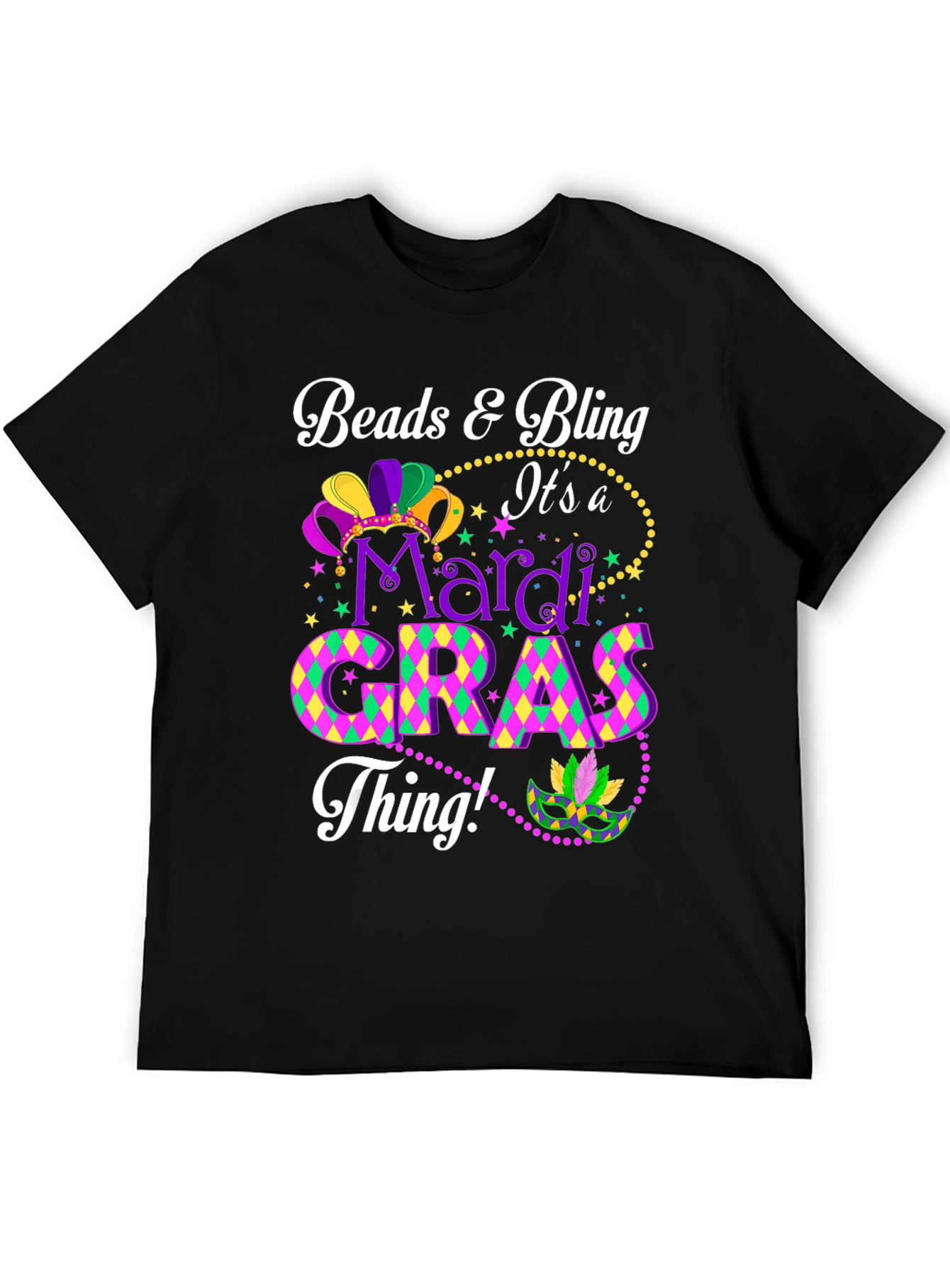 Mardi Gras Beads & Bling Graphic Tee