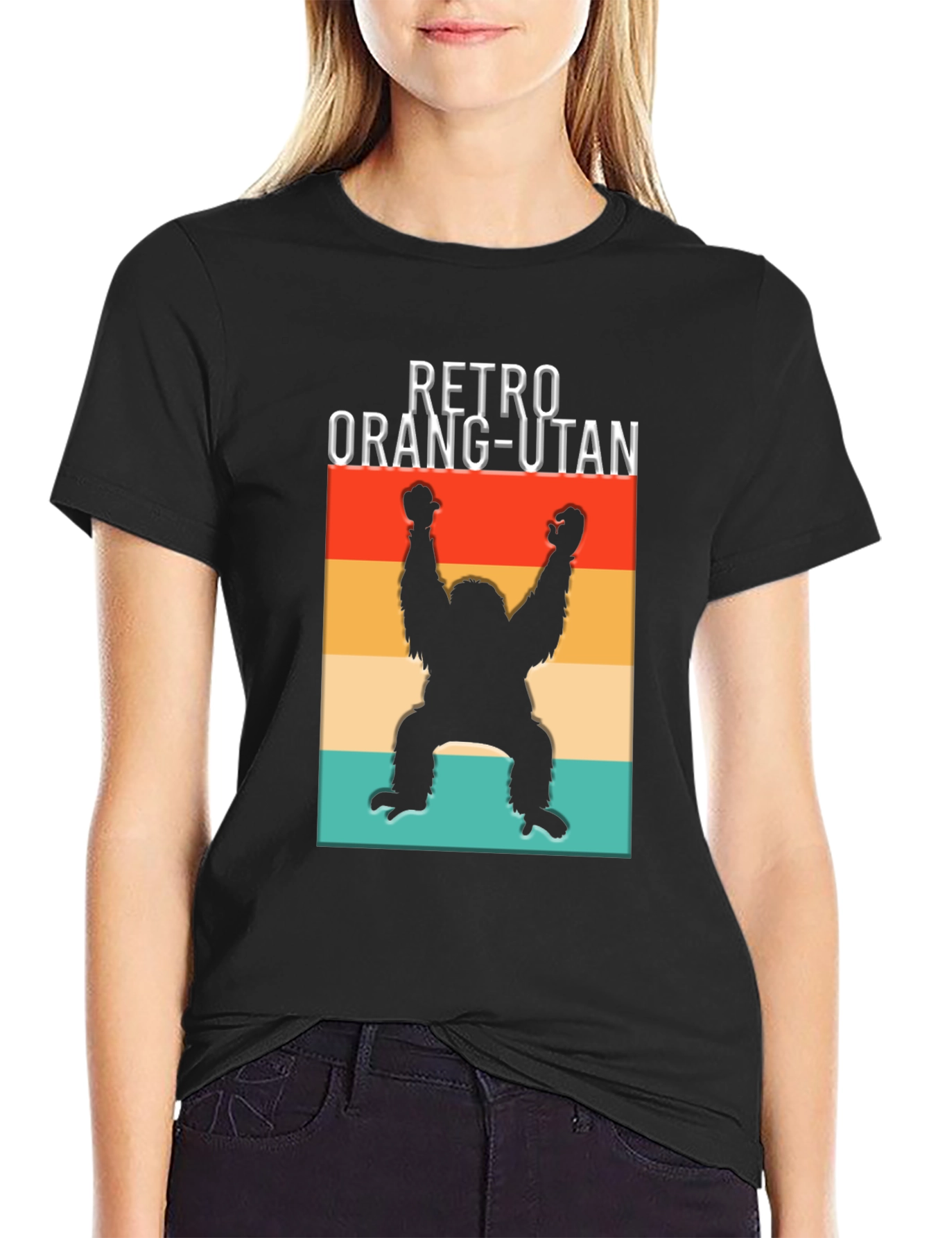 Retro Orangutan Graphic Tee - Mens Black T-Shirt
