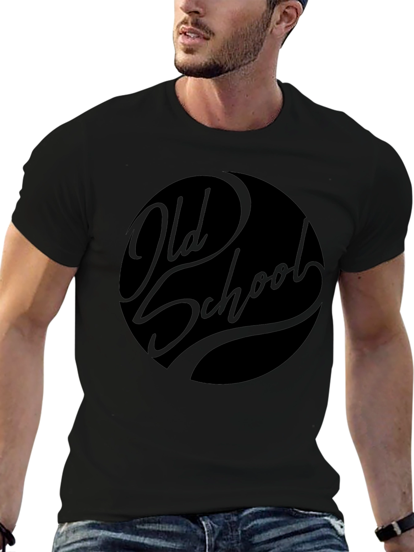 Old School Graphic Tee - Stylish Black T-Shirt