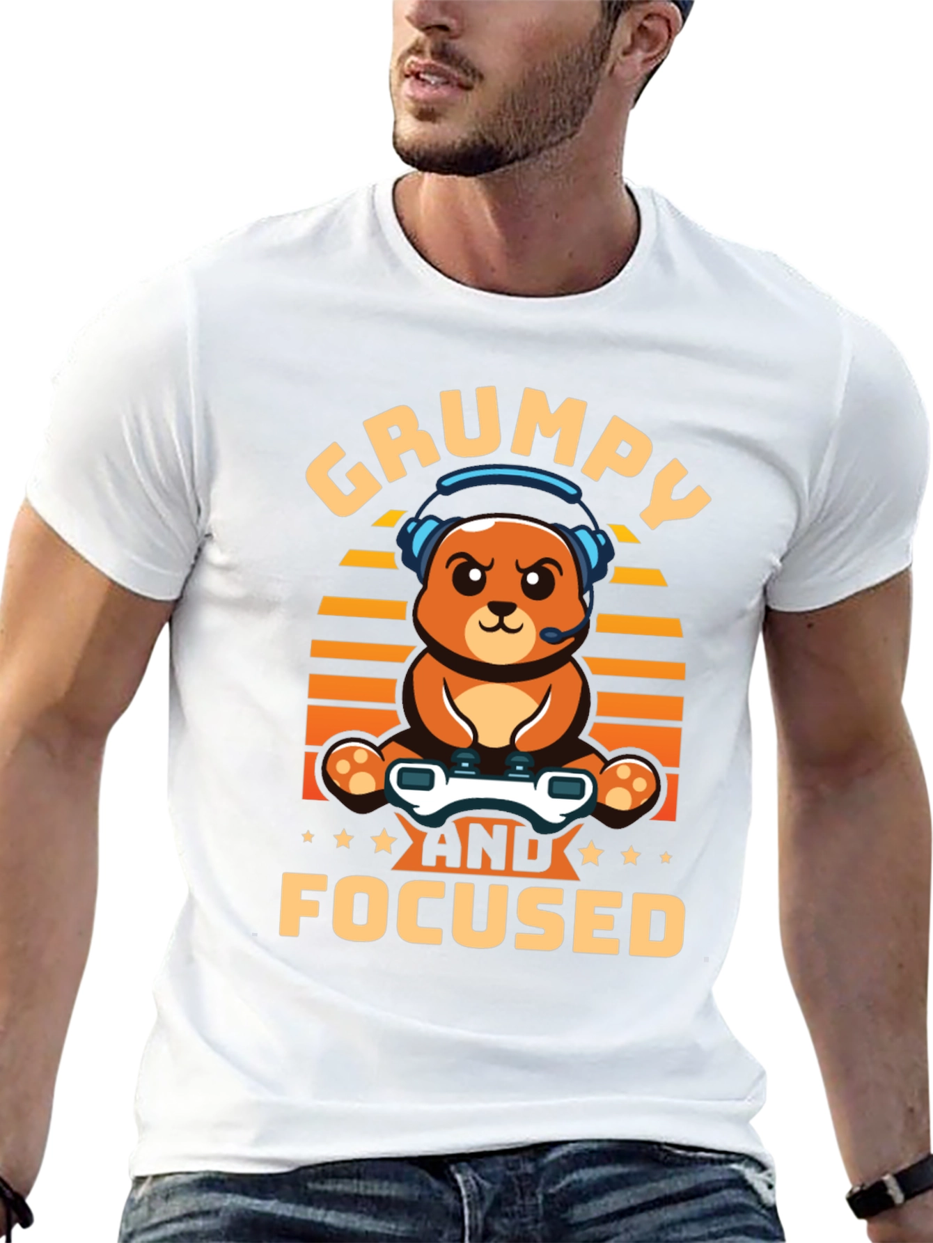 Grumpy Gamer Bear T-Shirt - Funny Gaming Tee