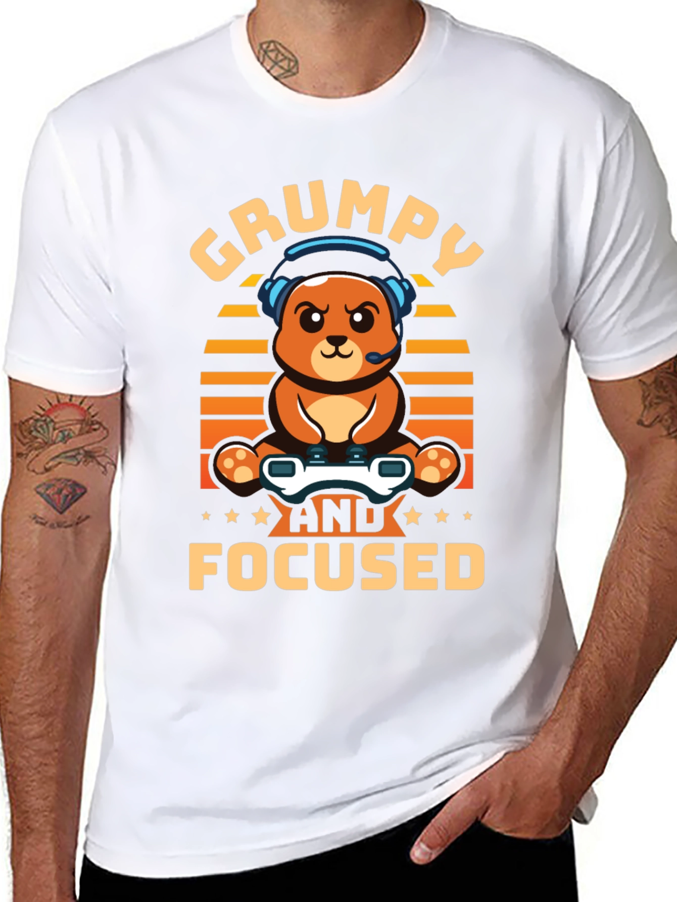 Grumpy Gamer Bear T-Shirt - Funny Gaming Tee
