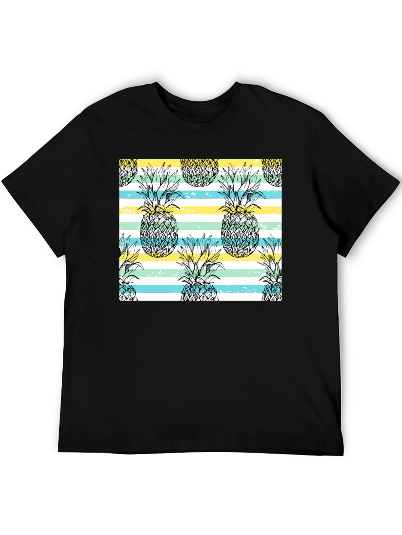 Pineapple Pattern Black T-Shirt