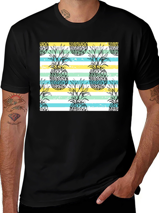 Pineapple Pattern Black T-Shirt