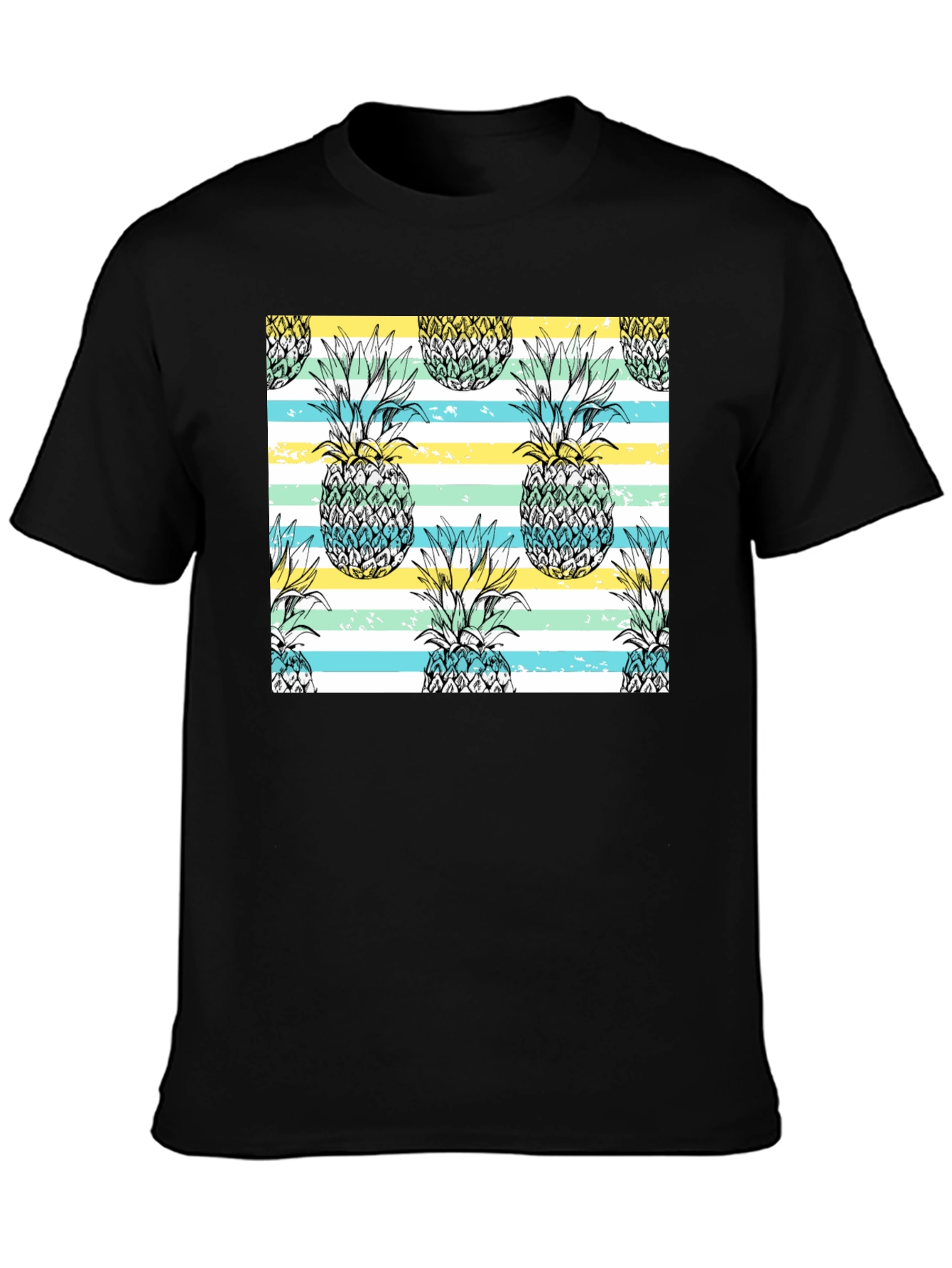 Pineapple Pattern Black T-Shirt
