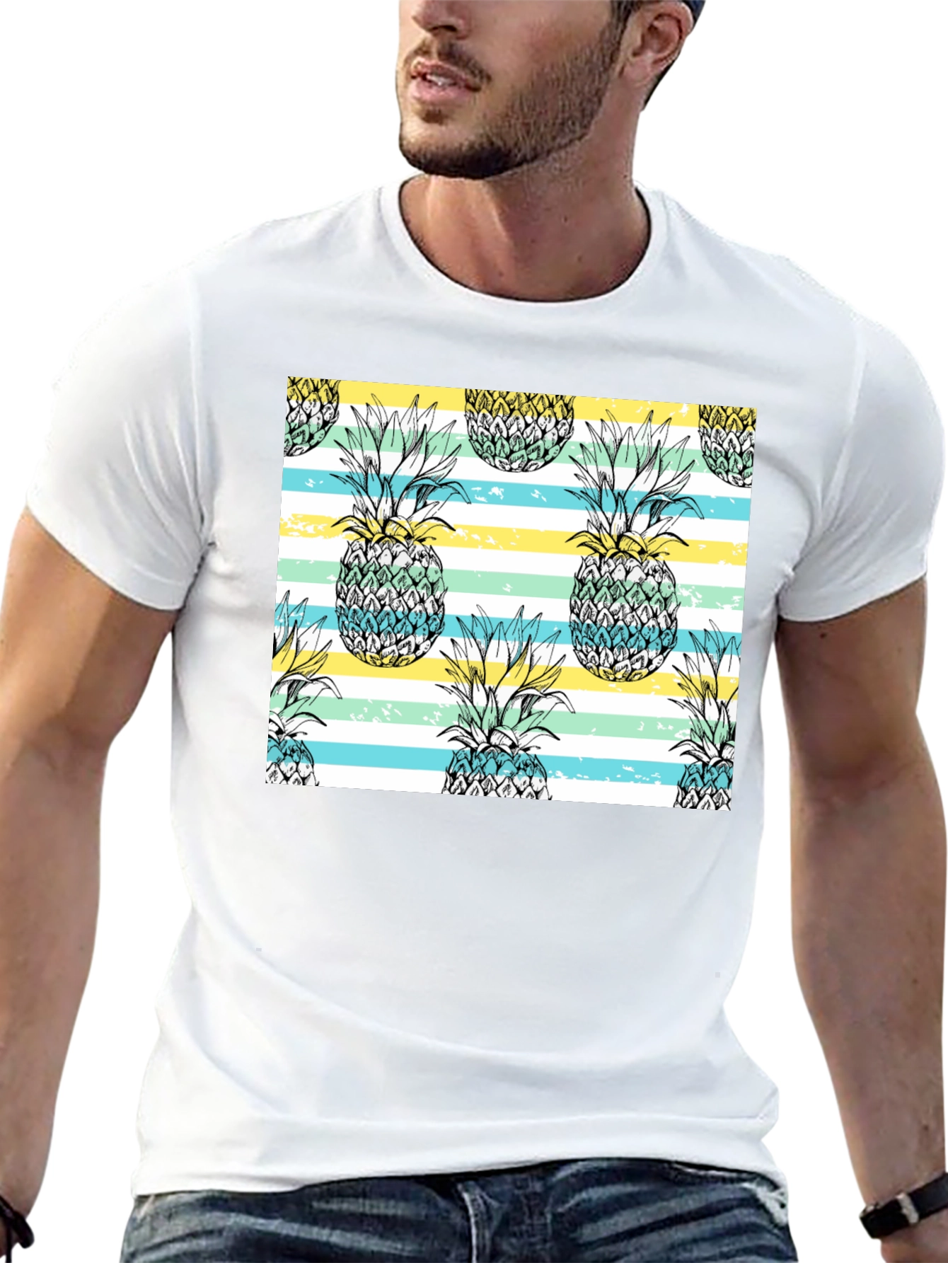 Pineapple Pattern Black T-Shirt