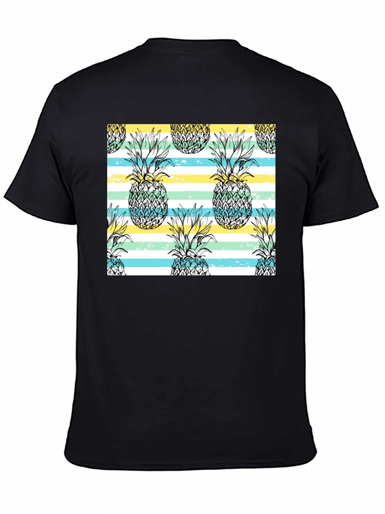 Pineapple Pattern Black T-Shirt