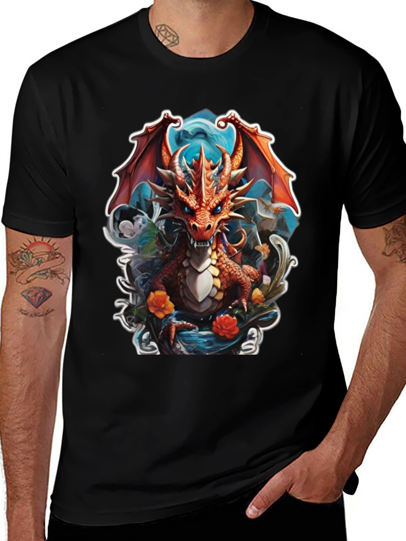 Dragon Graphic Tee - Fantasy Art Shirt