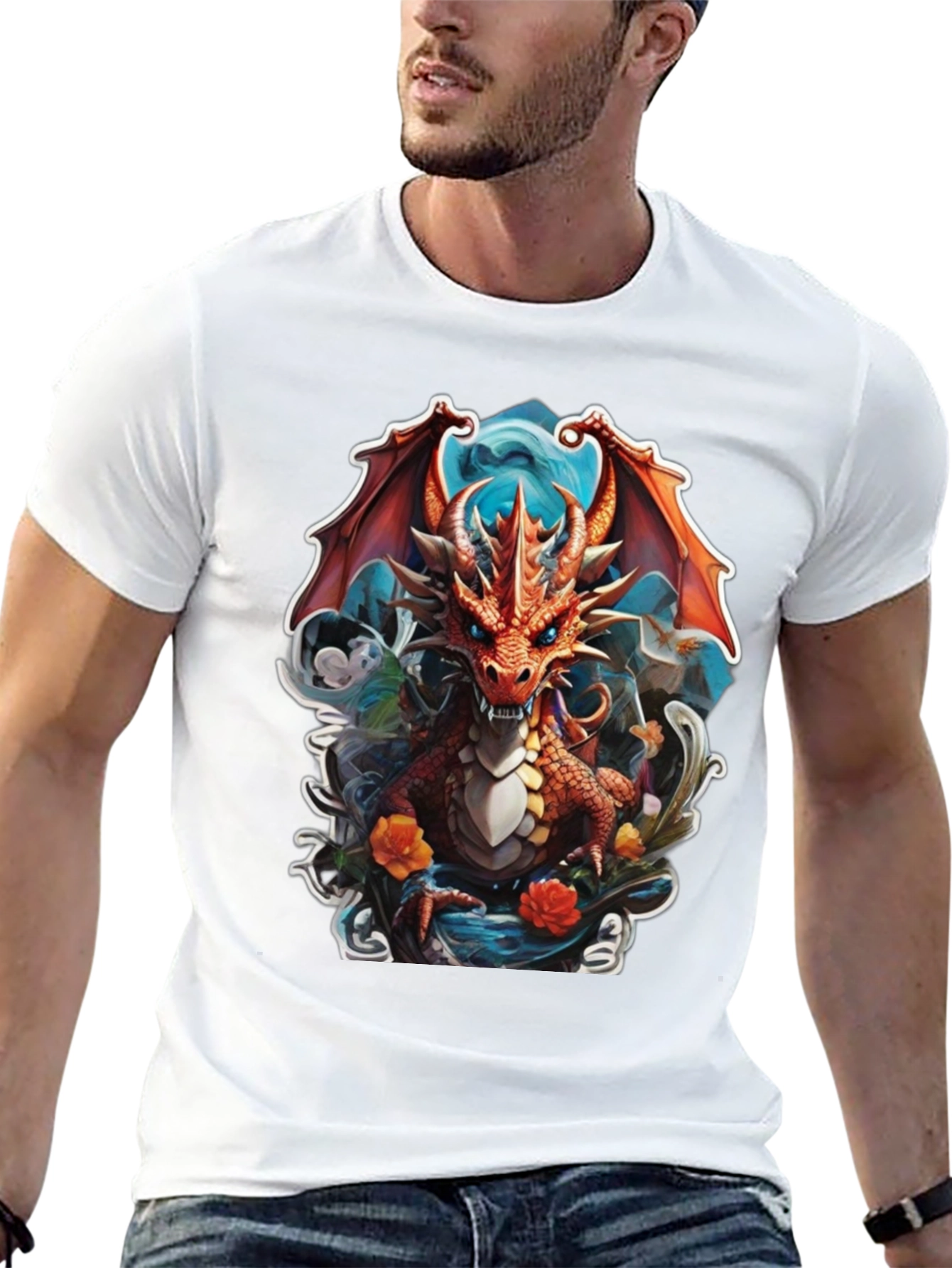 Dragon Graphic Tee - Fantasy Art Shirt