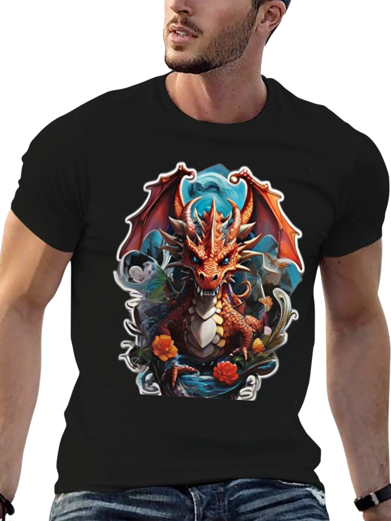 Dragon Graphic Tee - Fantasy Art Shirt
