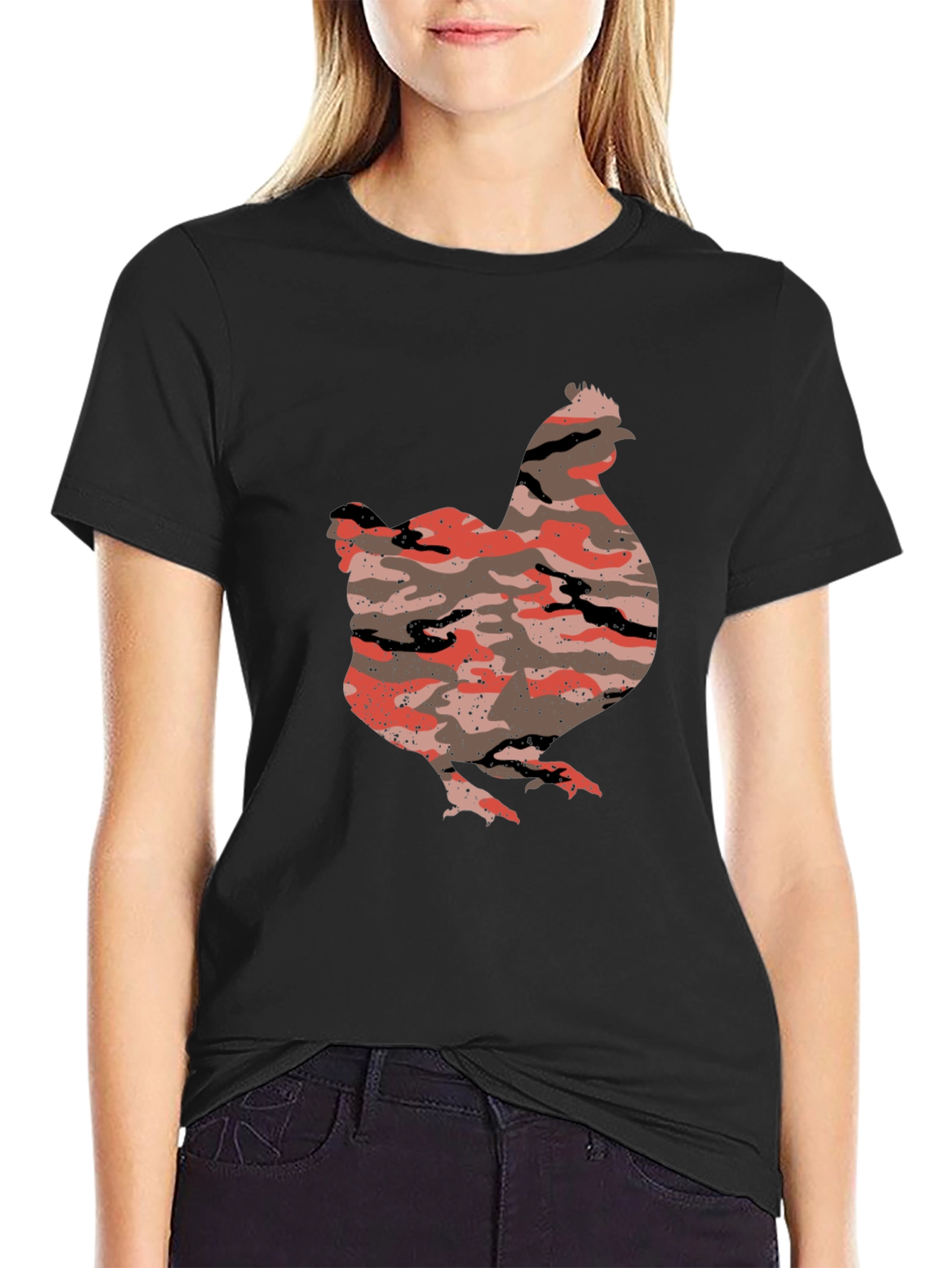 Camo Chicken Black T-Shirt