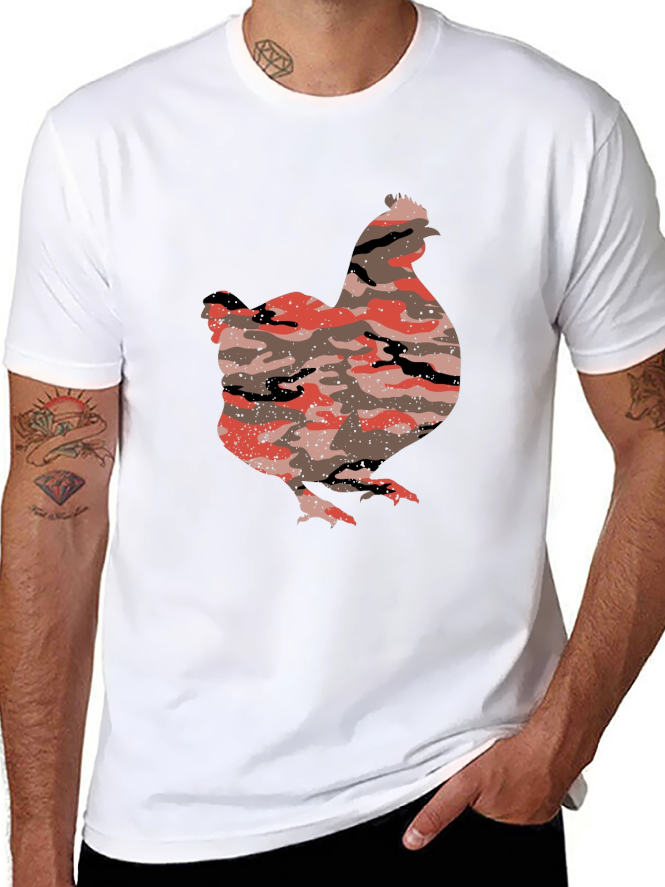 Camo Chicken Black T-Shirt