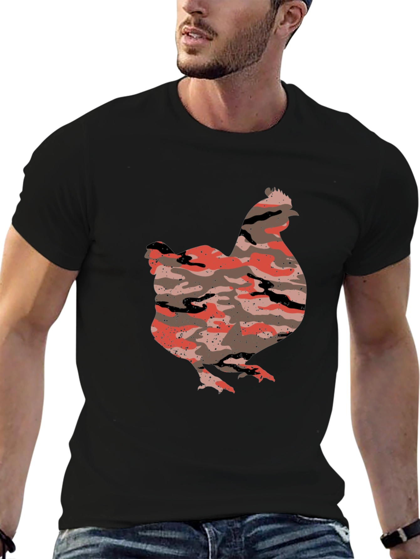 Camo Chicken Black T-Shirt
