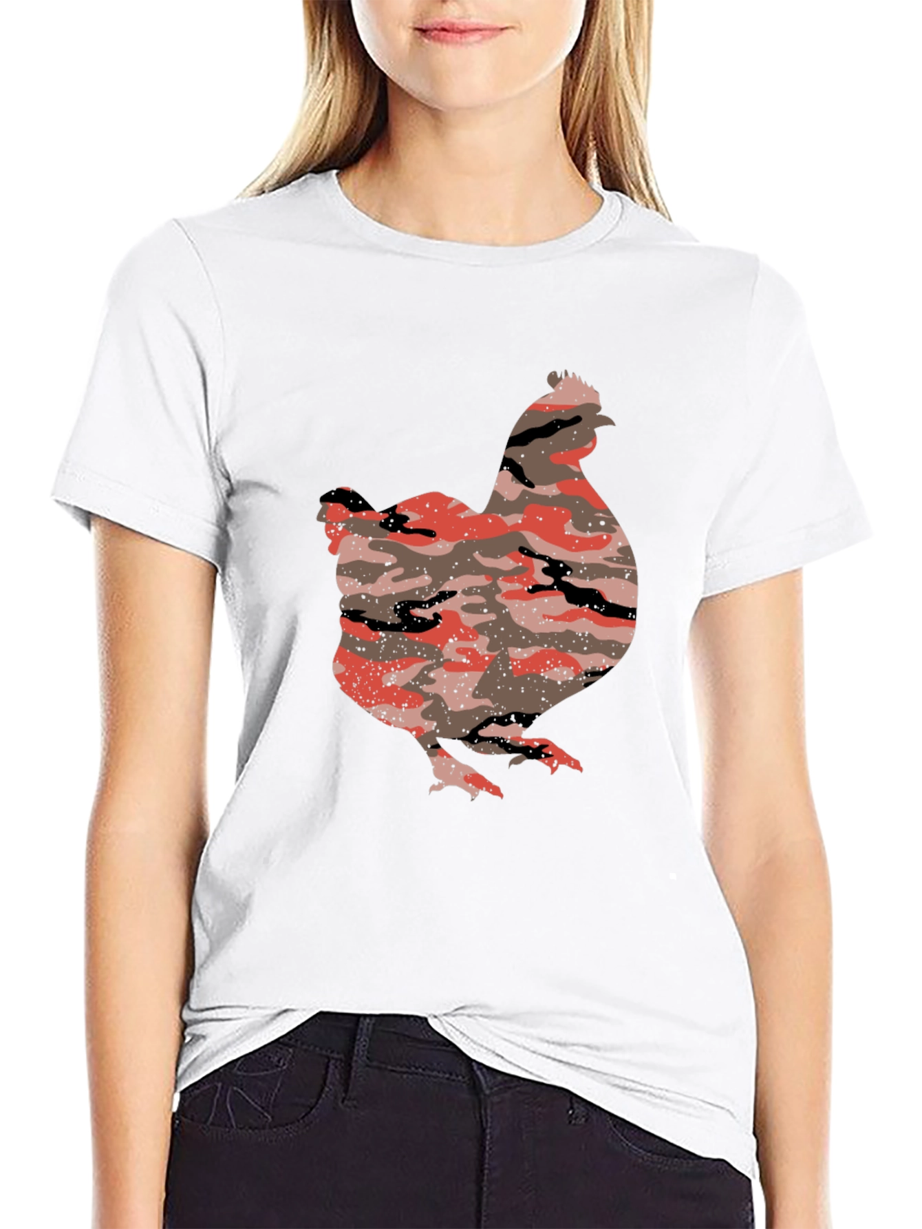 Camo Chicken Black T-Shirt