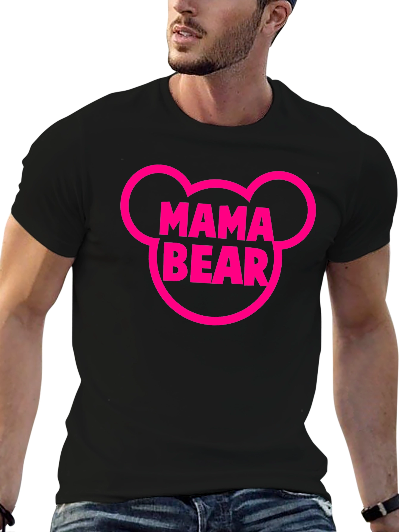 Mama Bear Graphic Tee - Black Cotton T-Shirt