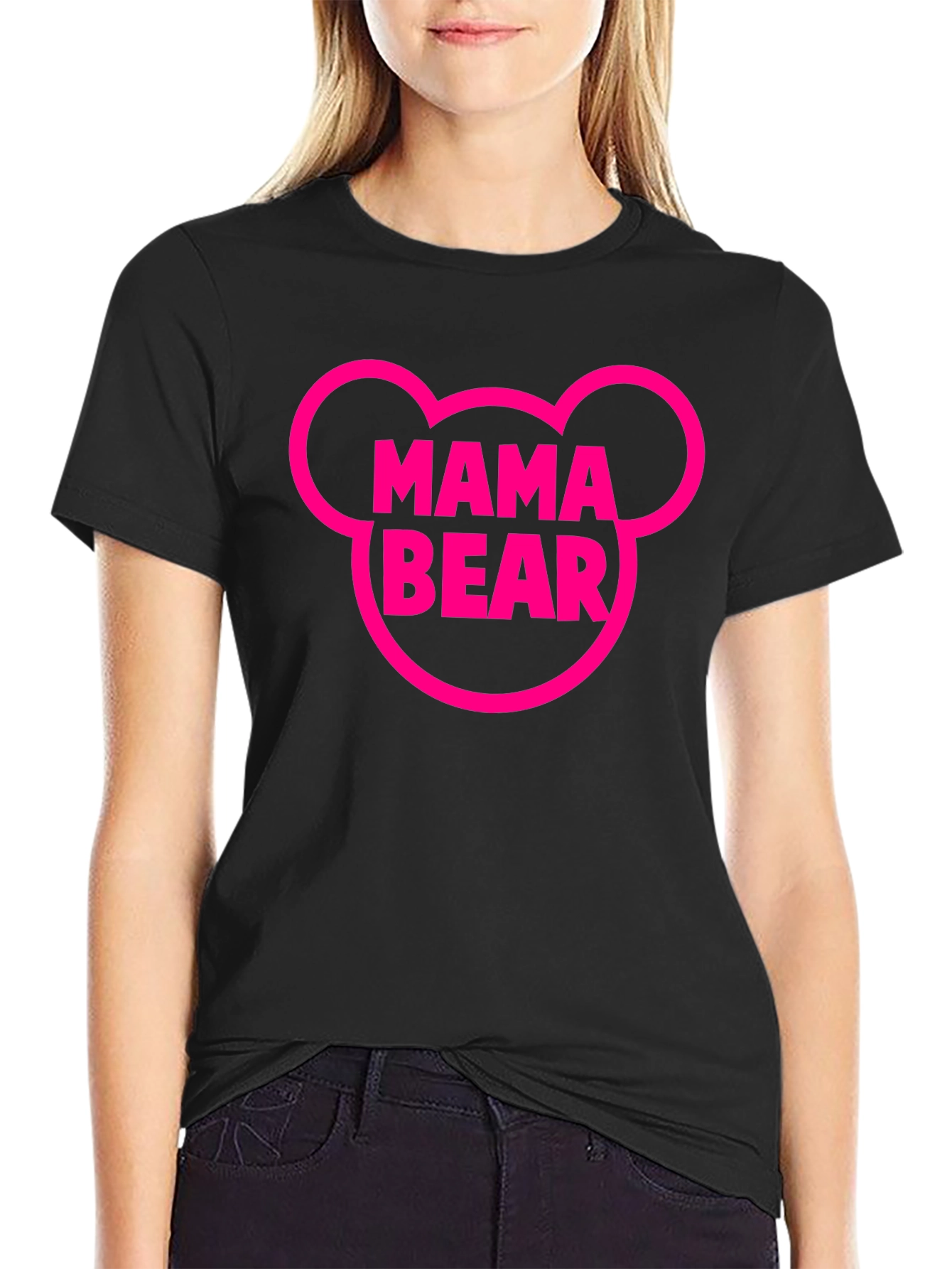 Mama Bear Graphic Tee - Black Cotton T-Shirt