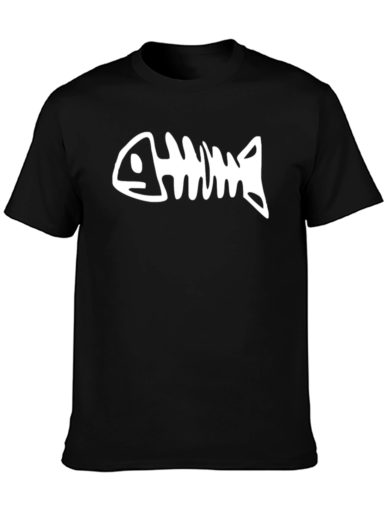 Fish Bone Graphic Tee - Black Casual T-Shirt
