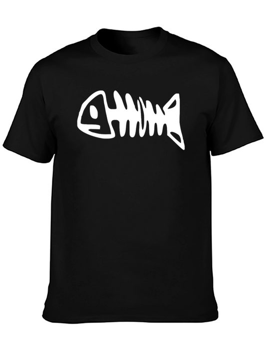 Fish Bone Graphic Tee - Black Casual T-Shirt