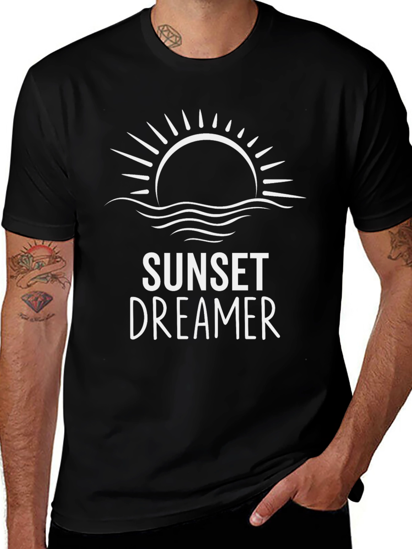 Sunset Dreamer Graphic Tee - Stylish Black T-Shirt