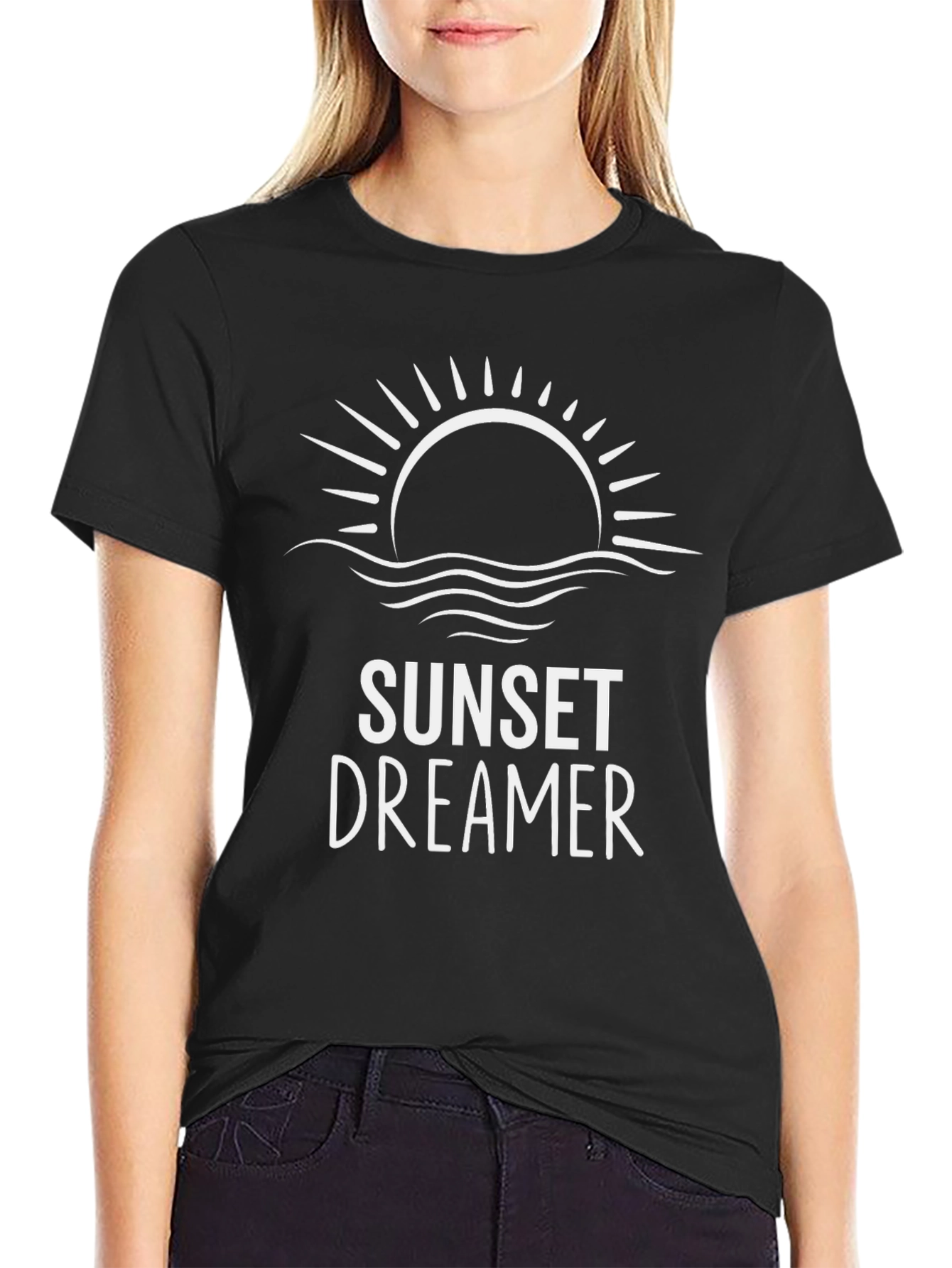 Sunset Dreamer Graphic Tee - Stylish Black T-Shirt