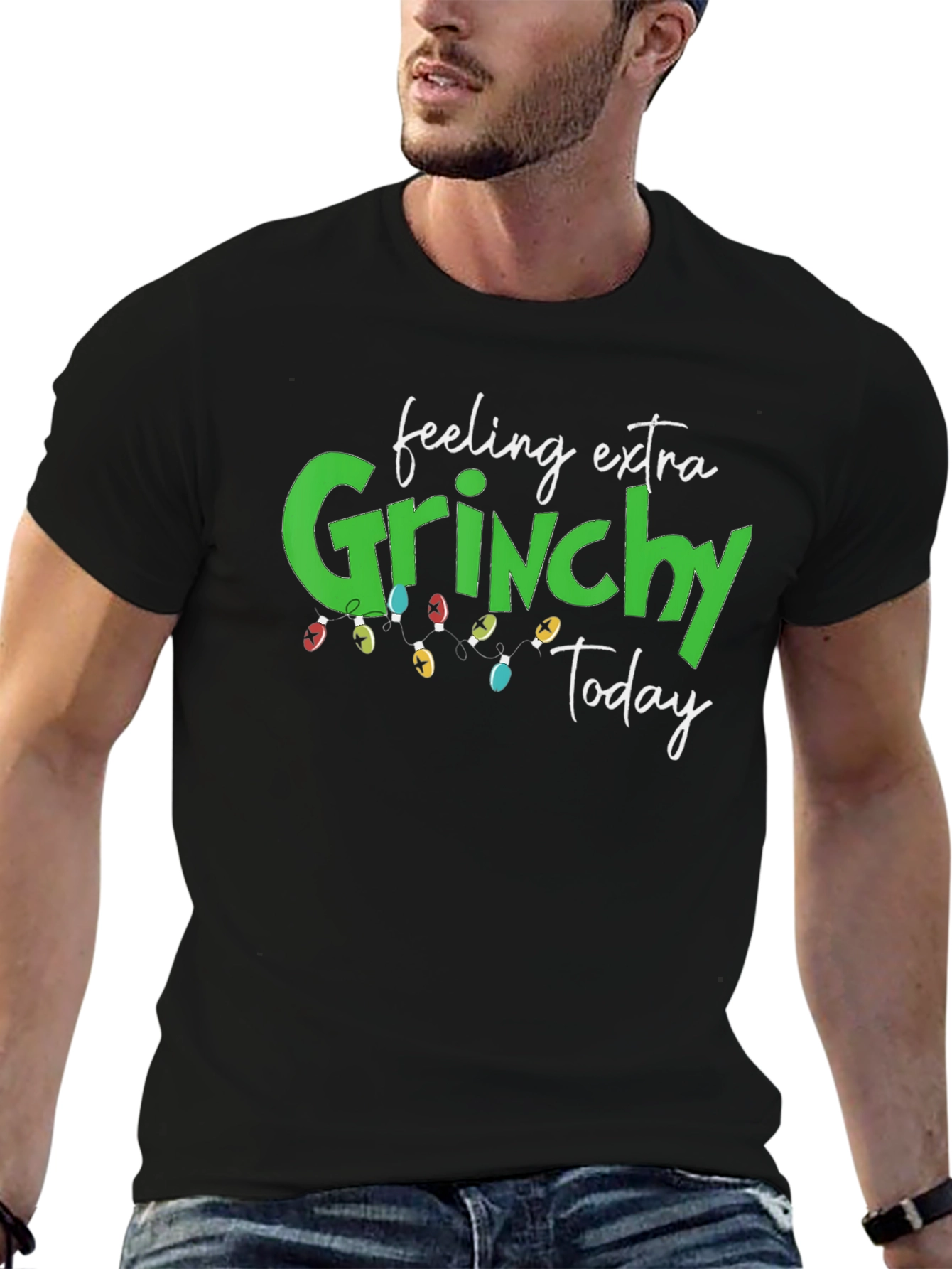 Feeling Extra Grinchy Today Black Graphic Tee