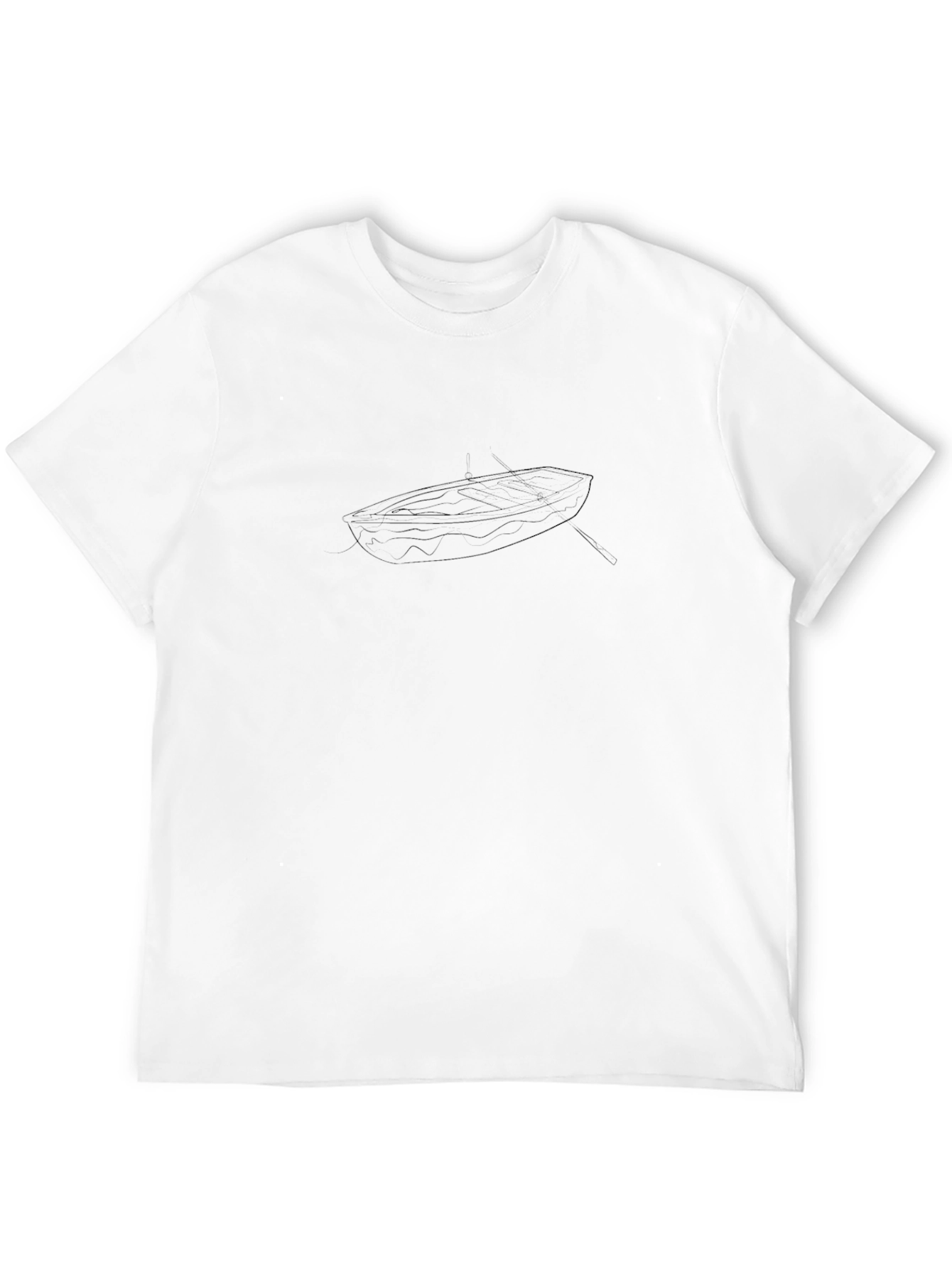 Minimalist Boat Line Art Black T-Shirt