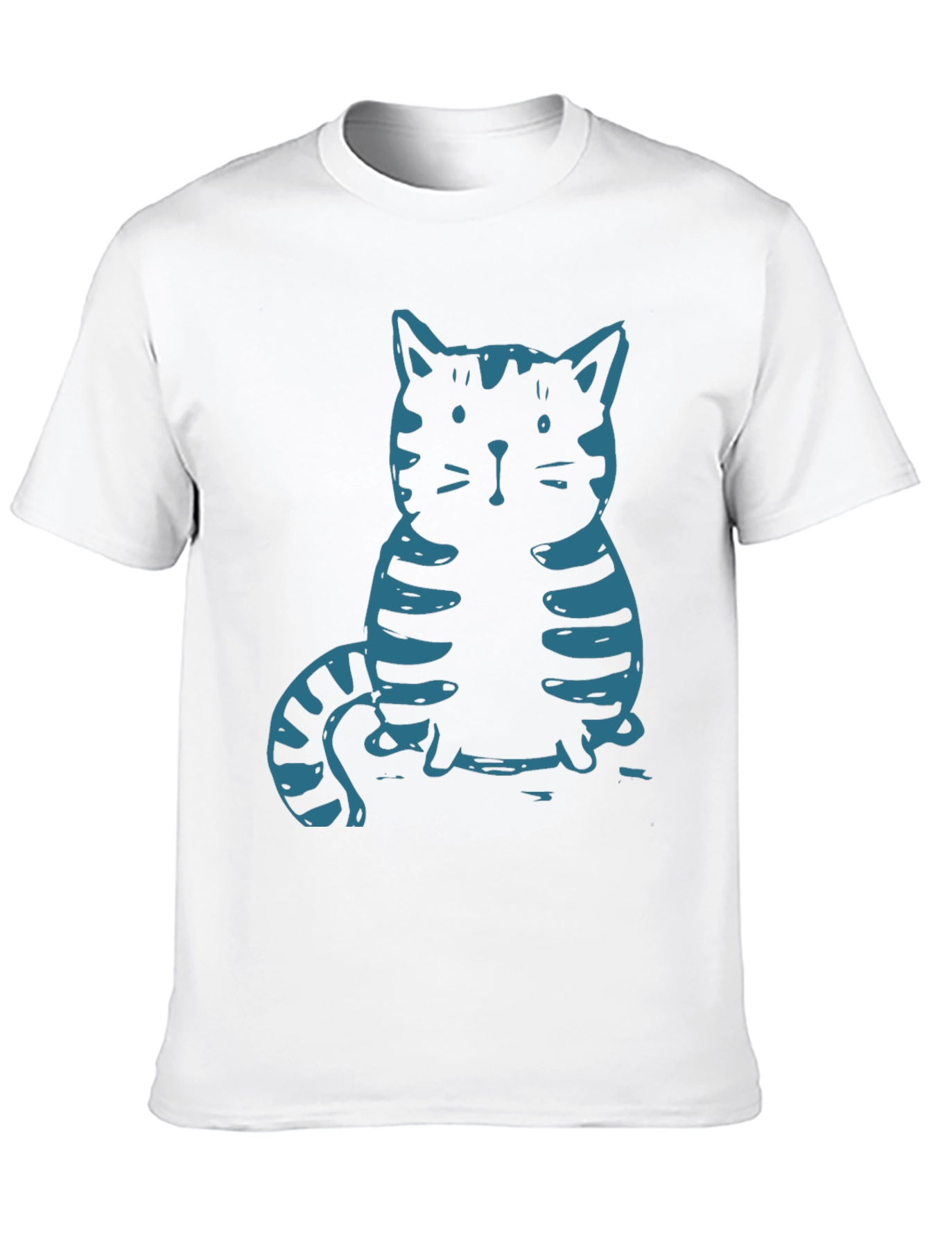 Cat Graphic Tee - Black Cotton T-Shirt