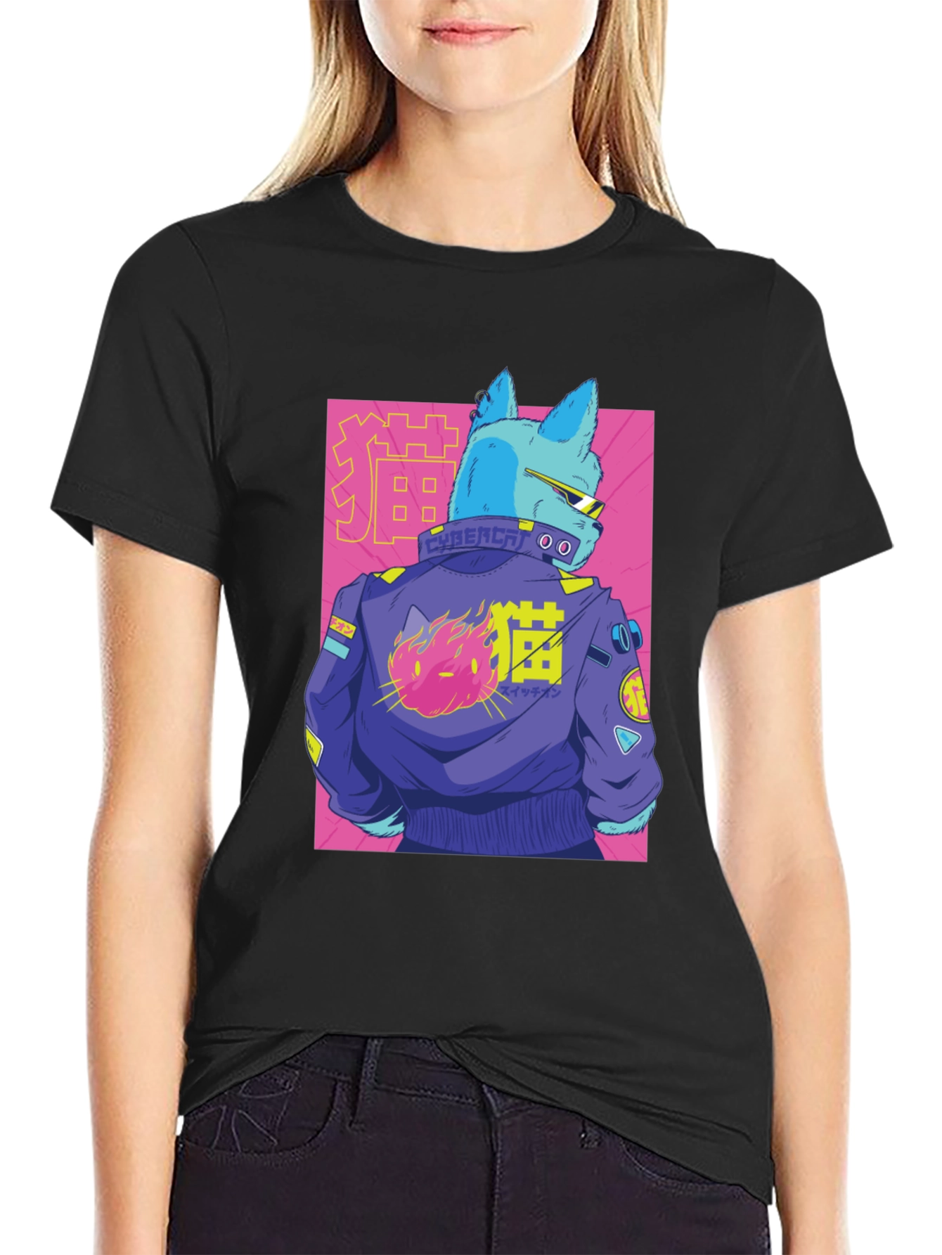 Cybercat Graphic Tee - Stylish Anime T-Shirt