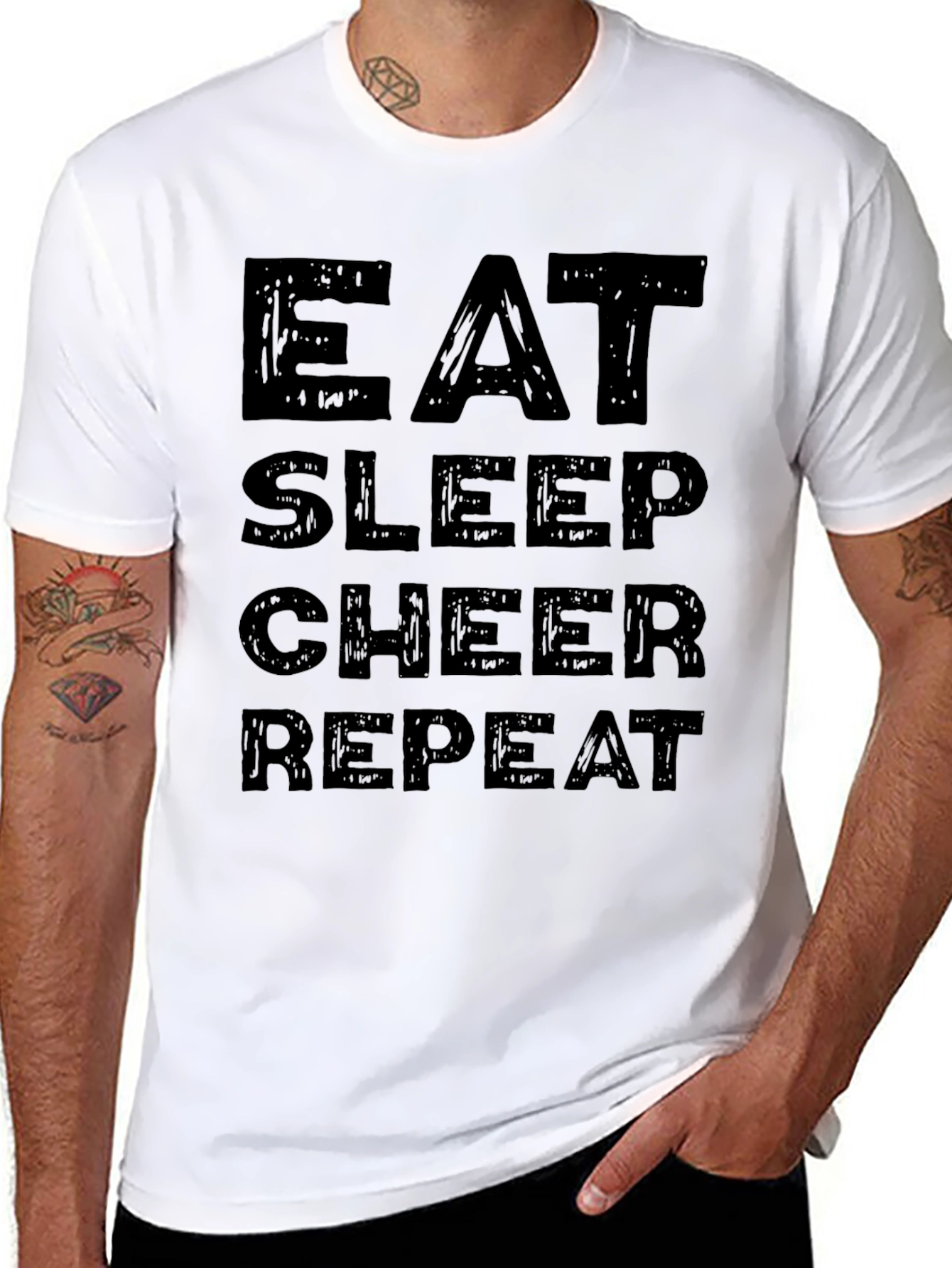 Eat Sleep Cheer Repeat Black Graphic Tee Shirt