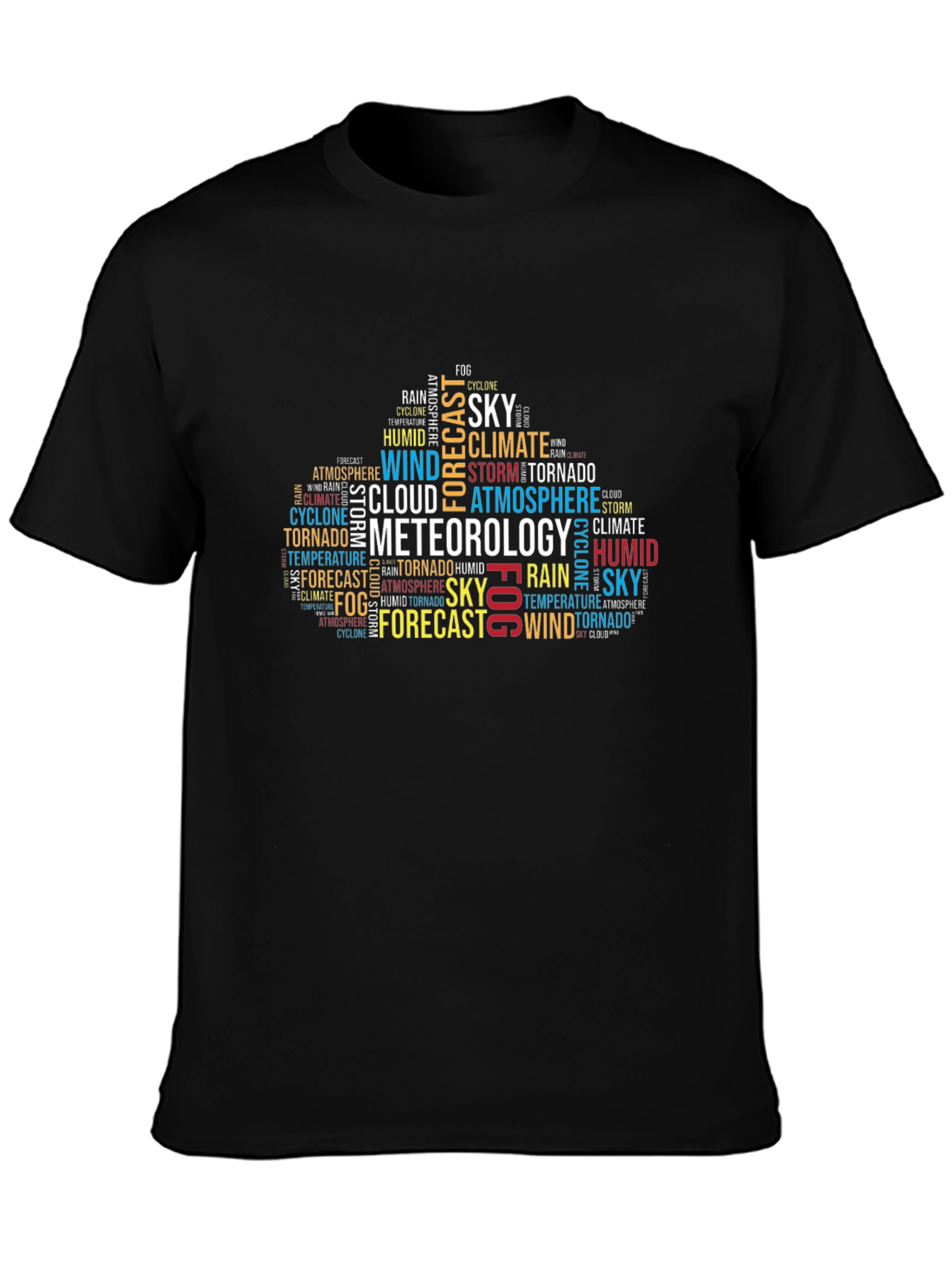 Meteorology Word Cloud Black T-Shirt