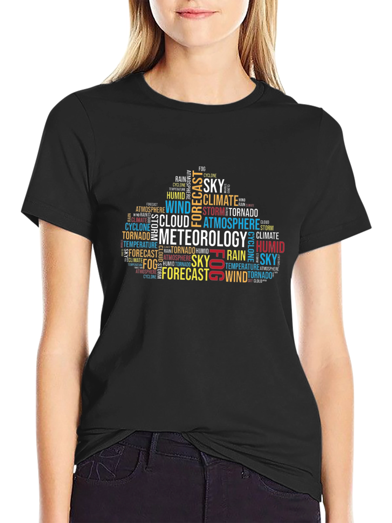 Meteorology Word Cloud Black T-Shirt