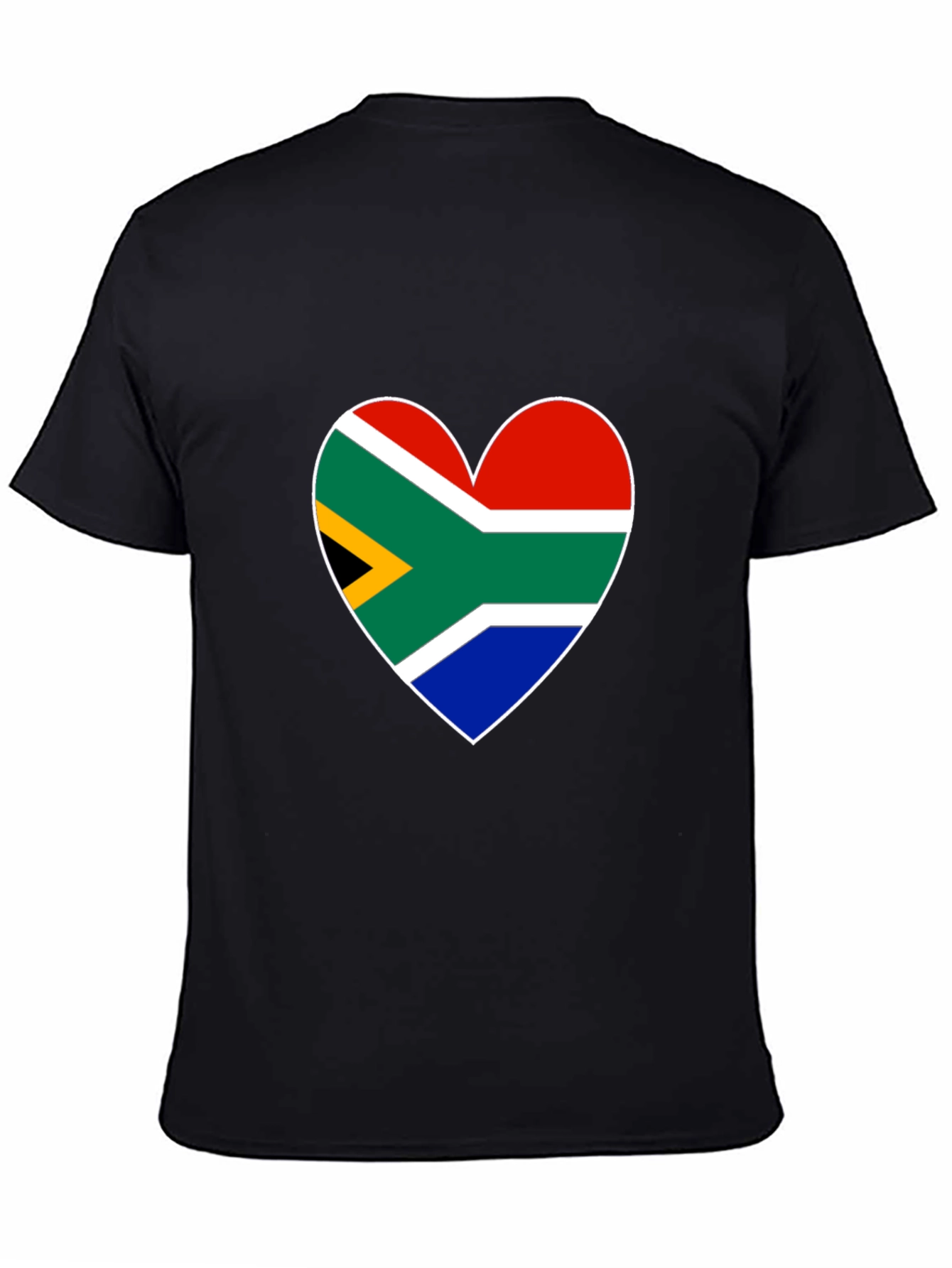 South Africa Flag Heart Graphic Tee - Black