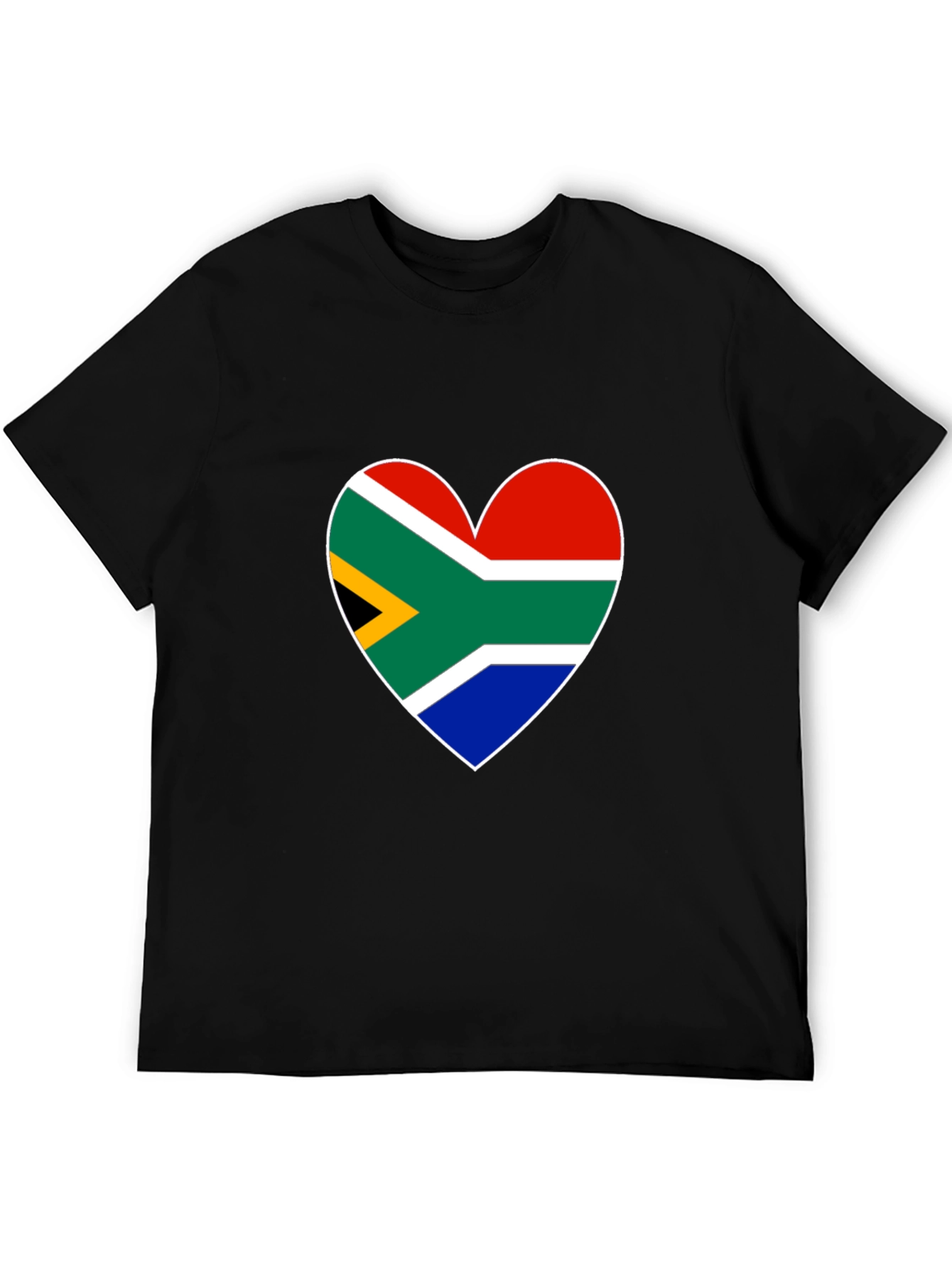 South Africa Flag Heart Graphic Tee - Black