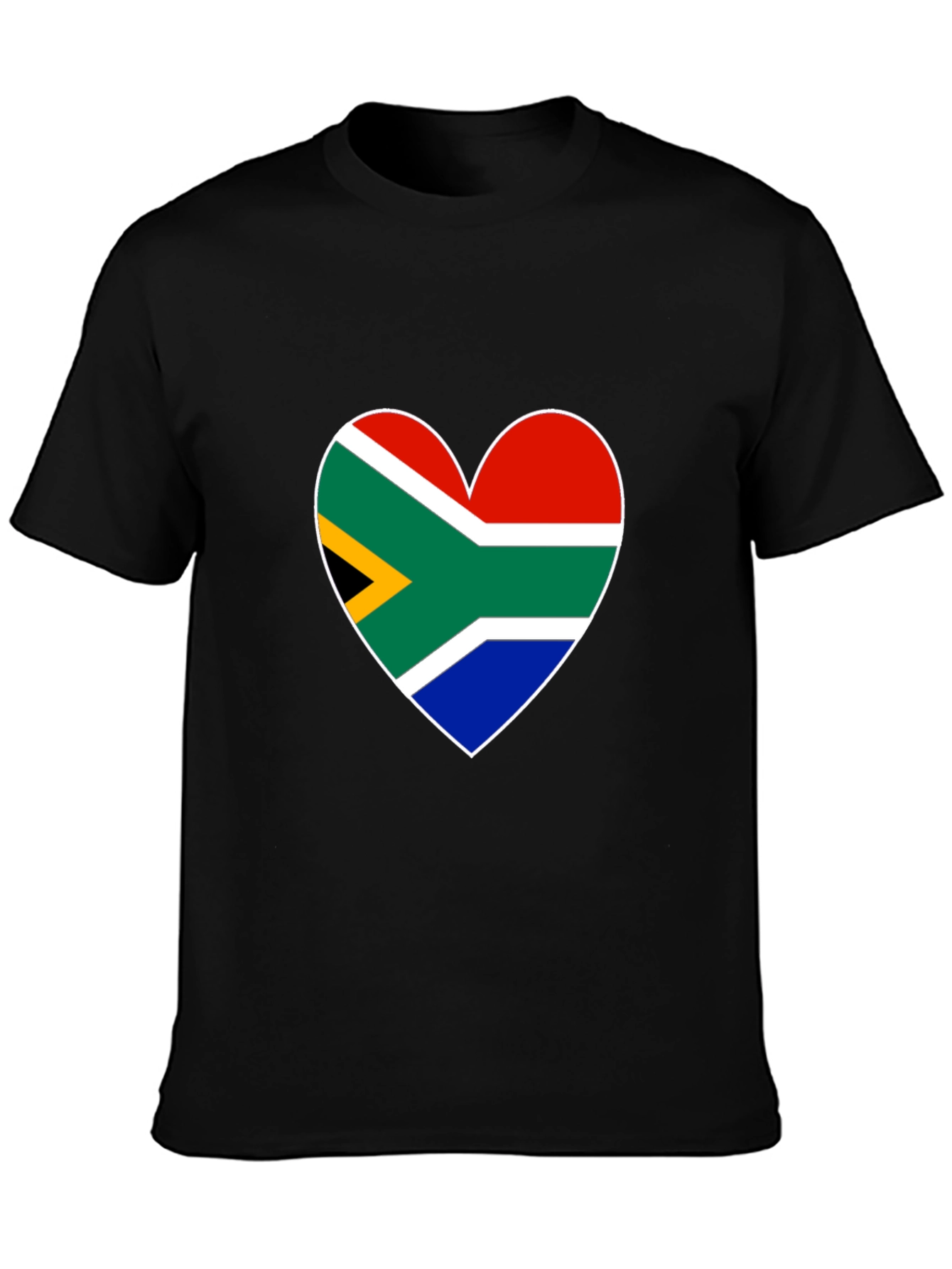 South Africa Flag Heart Graphic Tee - Black