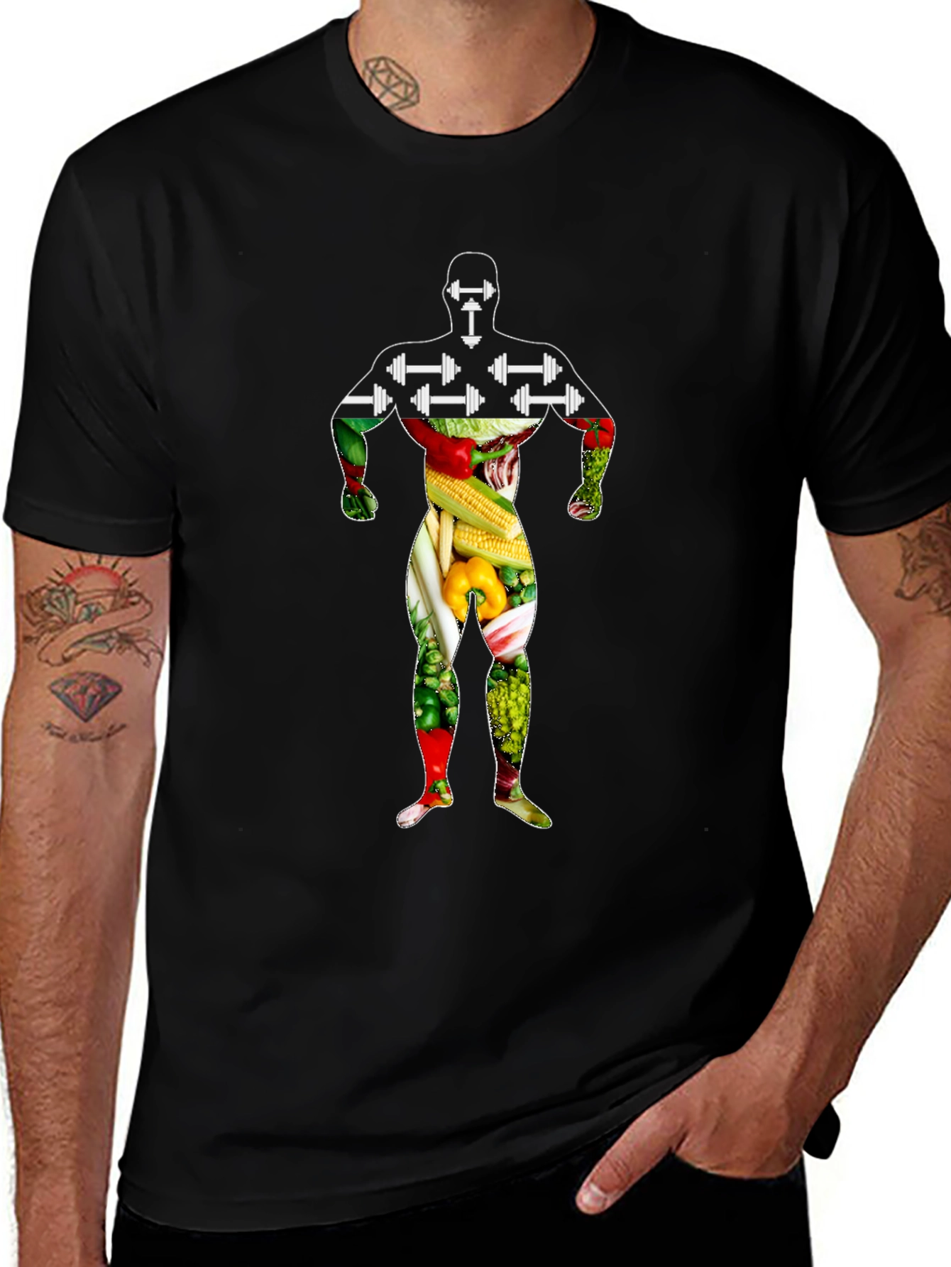 Vegan Bodybuilder T-Shirt - Black Graphic Tee