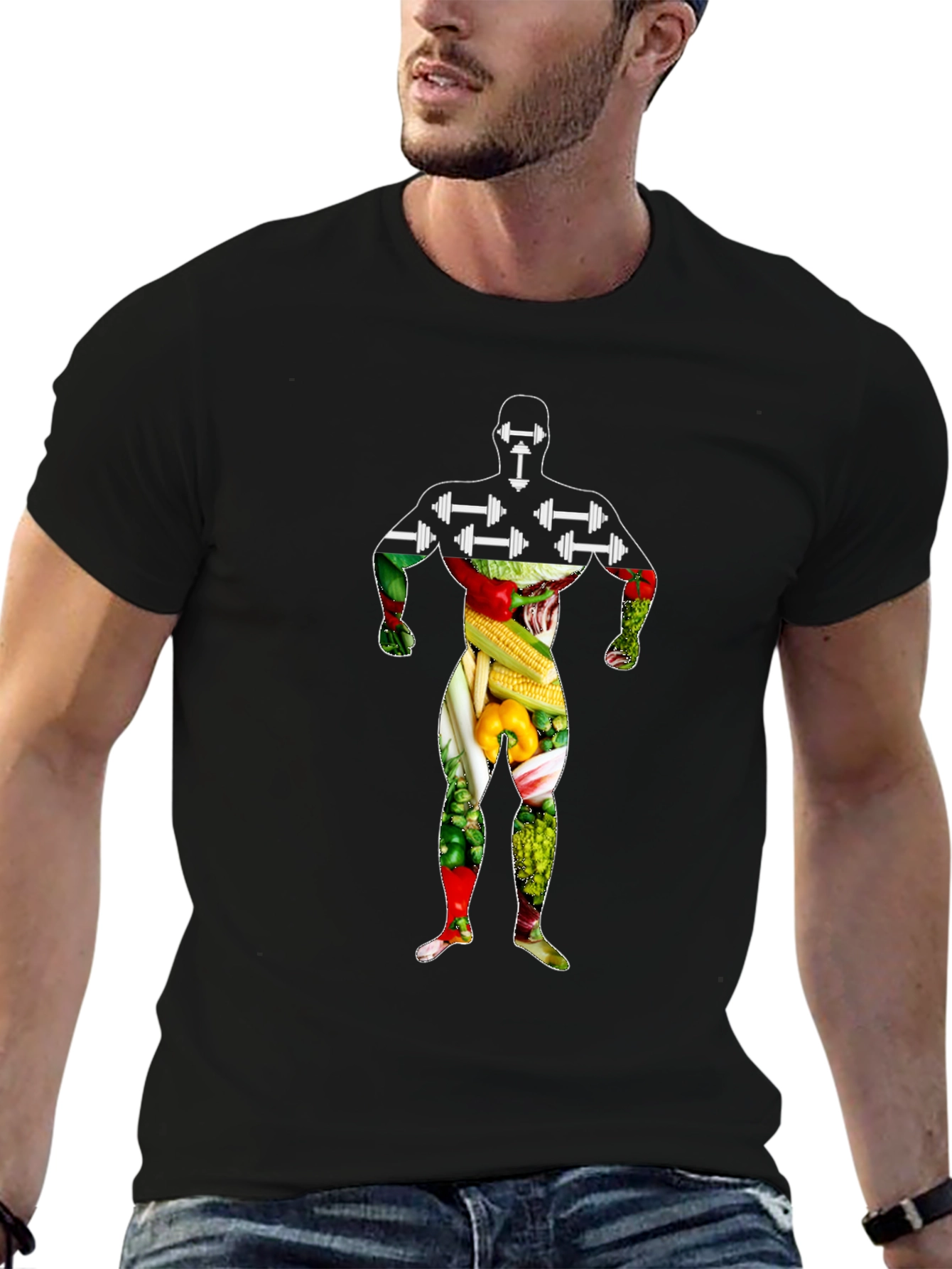 Vegan Bodybuilder T-Shirt - Black Graphic Tee