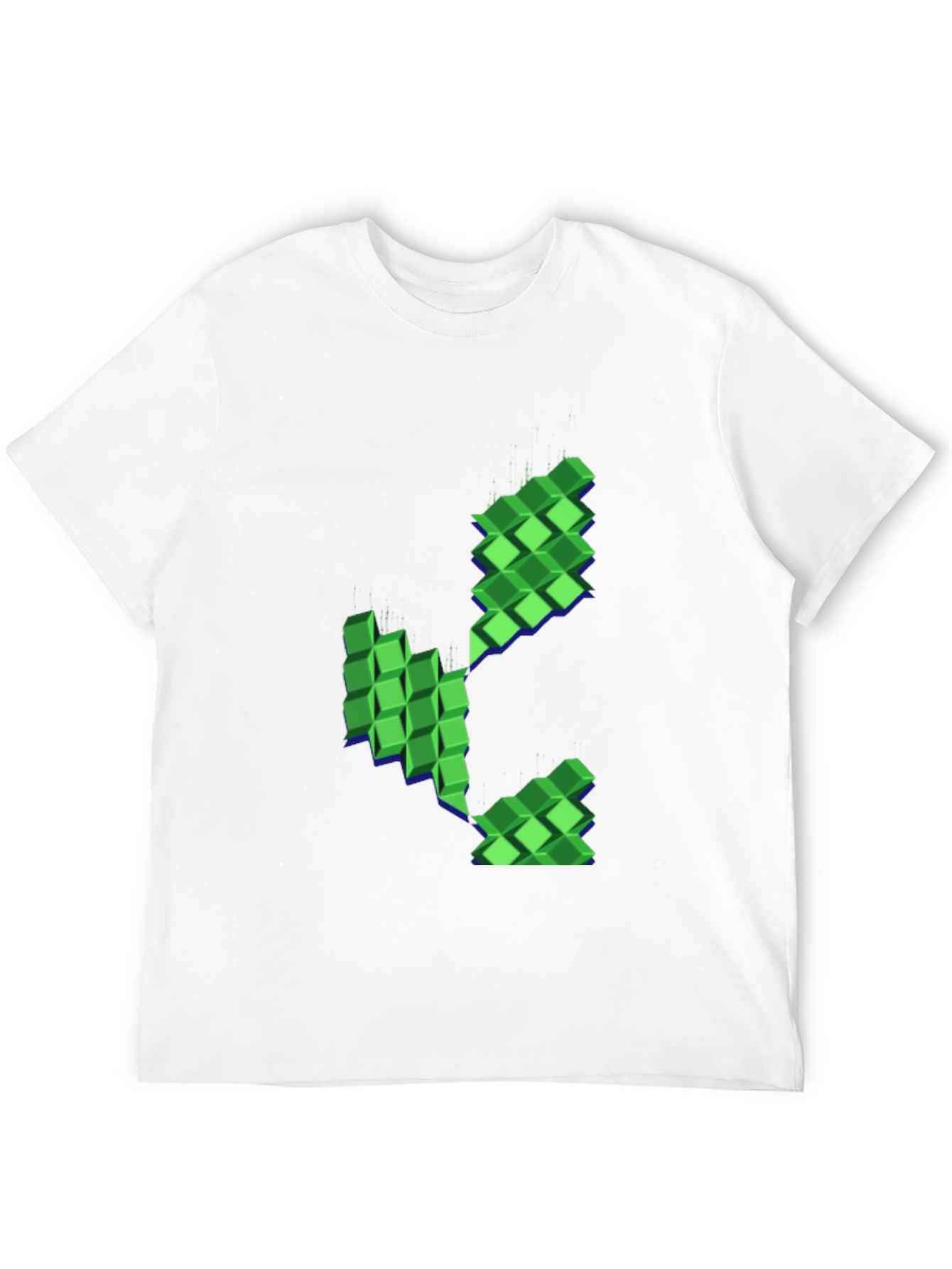 Pixelated Plant Graphic Black T-Shirt