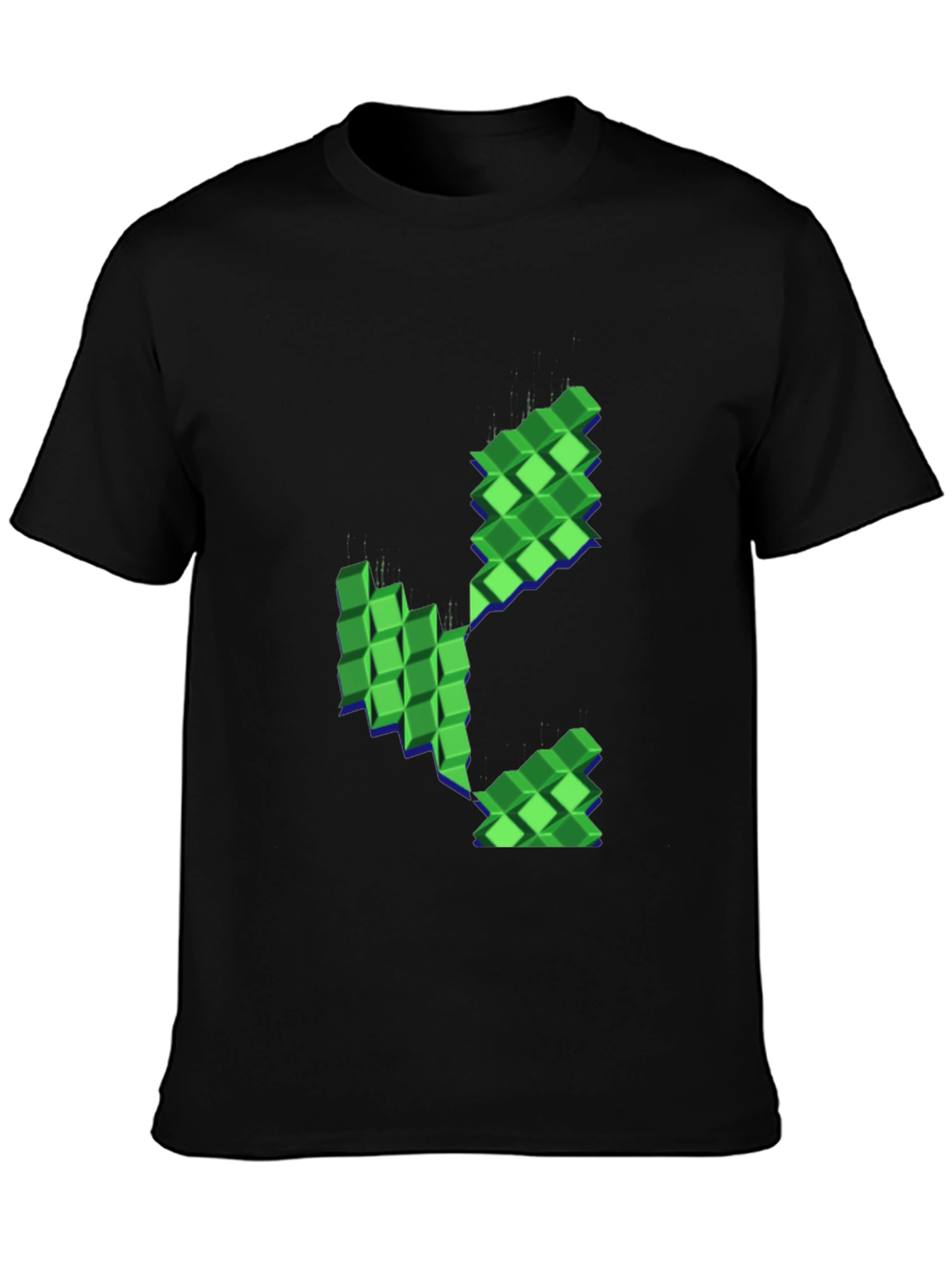 Pixelated Plant Graphic Black T-Shirt